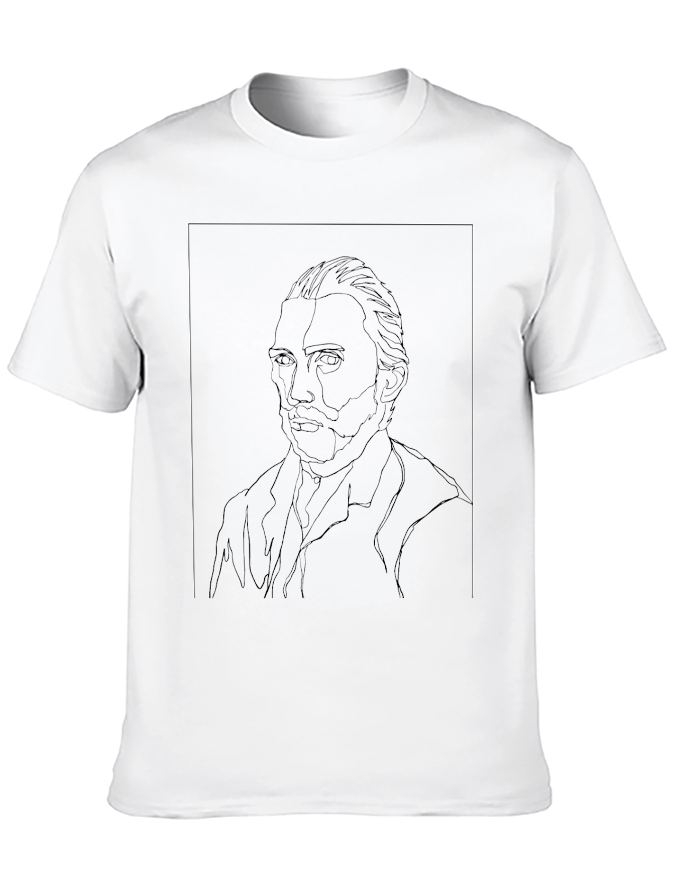 Van Gogh Line Art Black T-Shirt