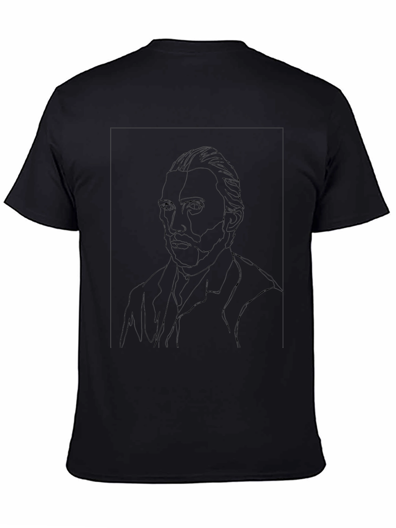Van Gogh Line Art Black T-Shirt