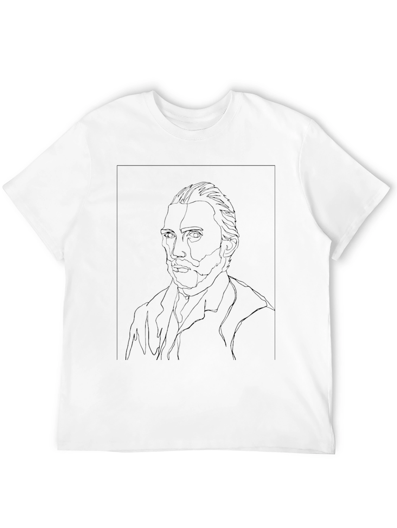 Van Gogh Line Art Black T-Shirt