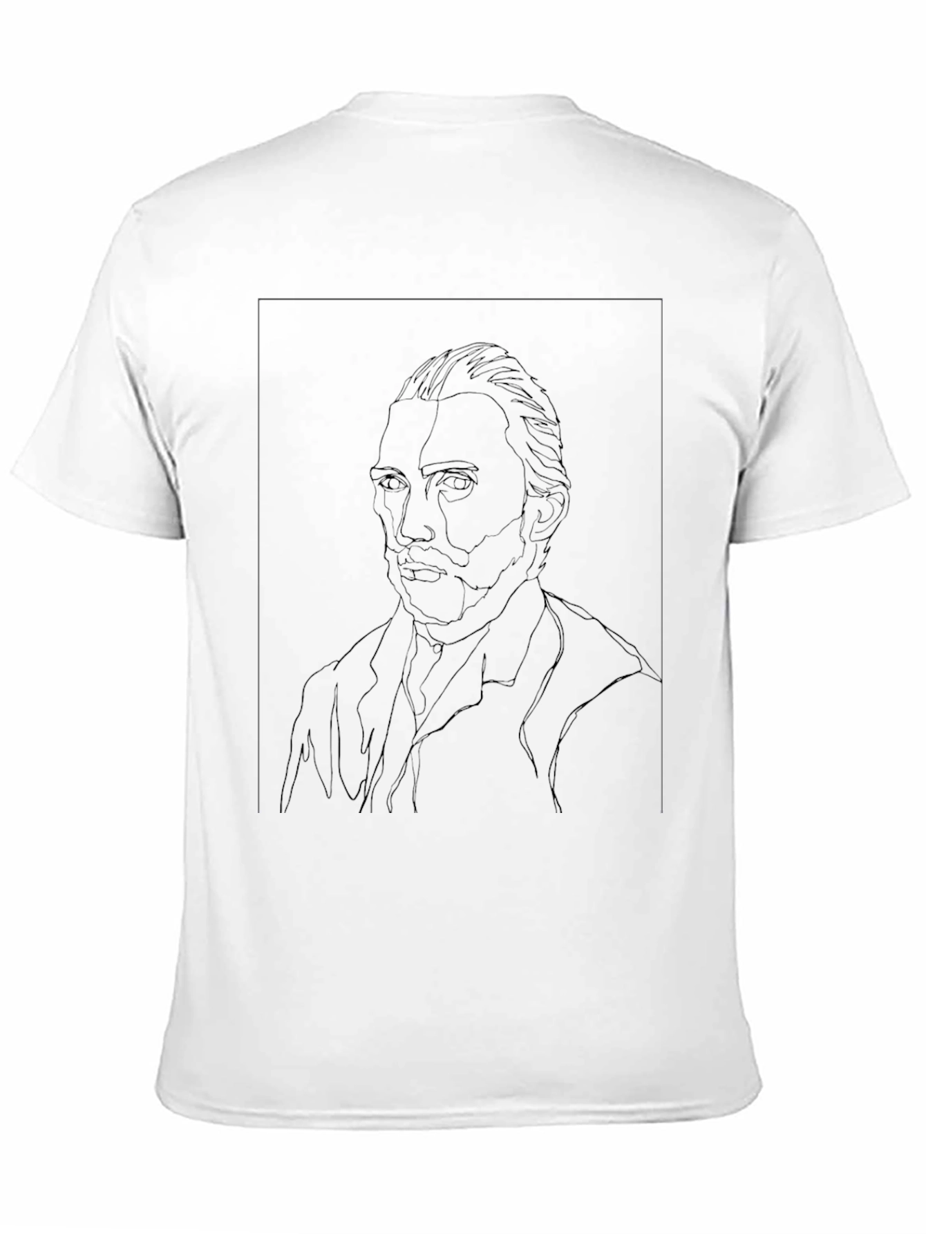 Van Gogh Line Art Black T-Shirt