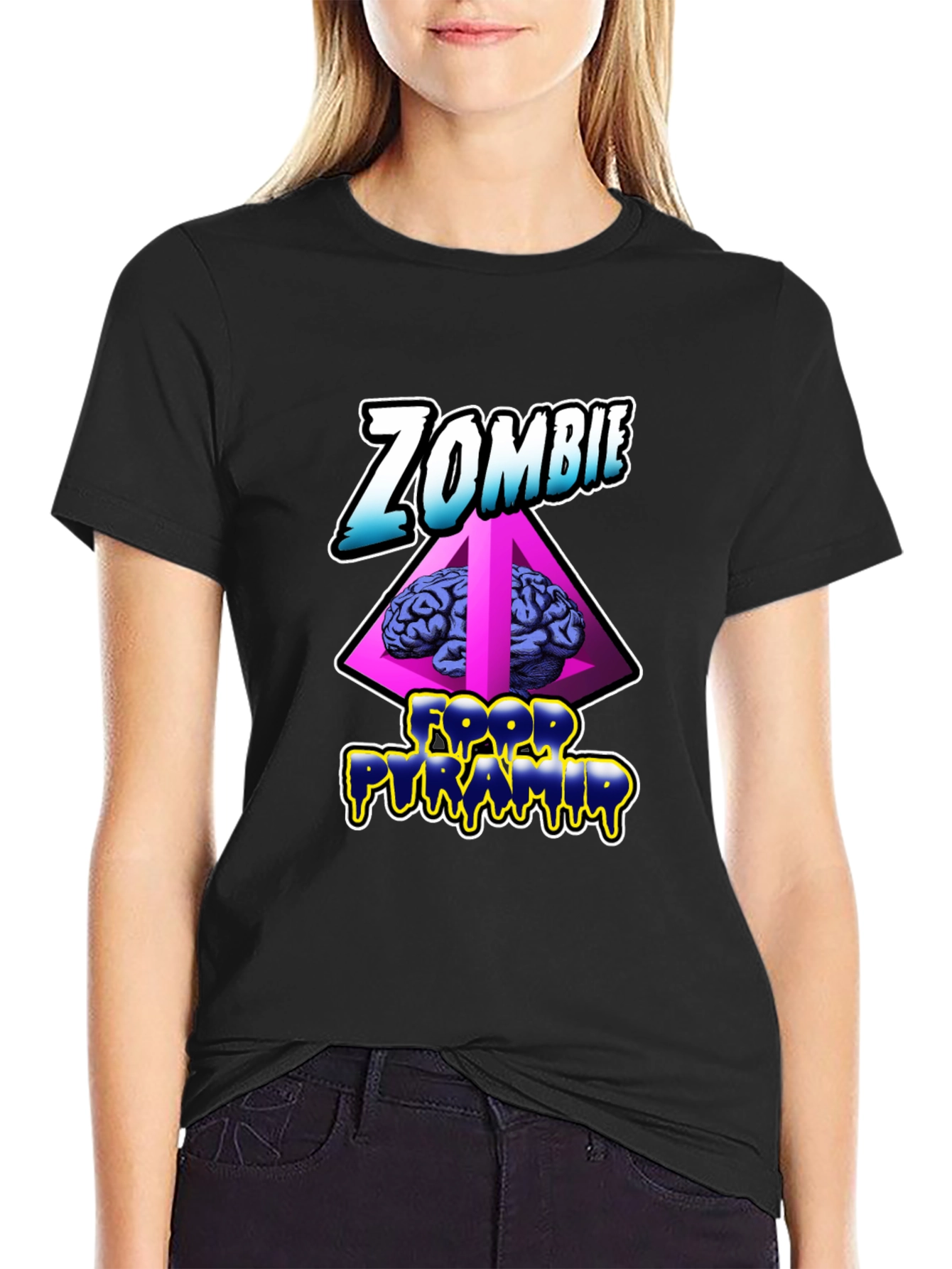 Zombie Food Pyramid Black Graphic Tee