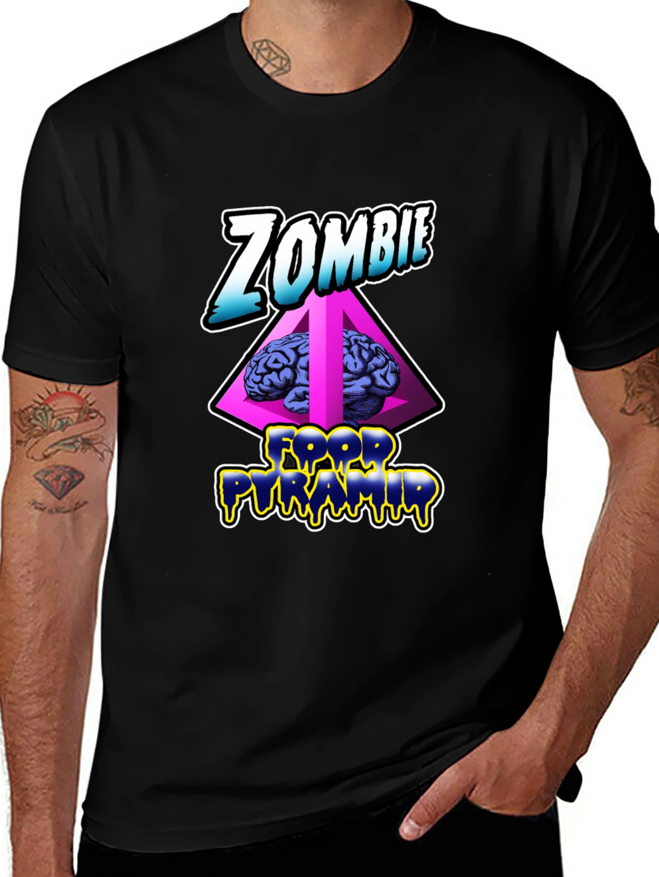 Zombie Food Pyramid Black Graphic Tee