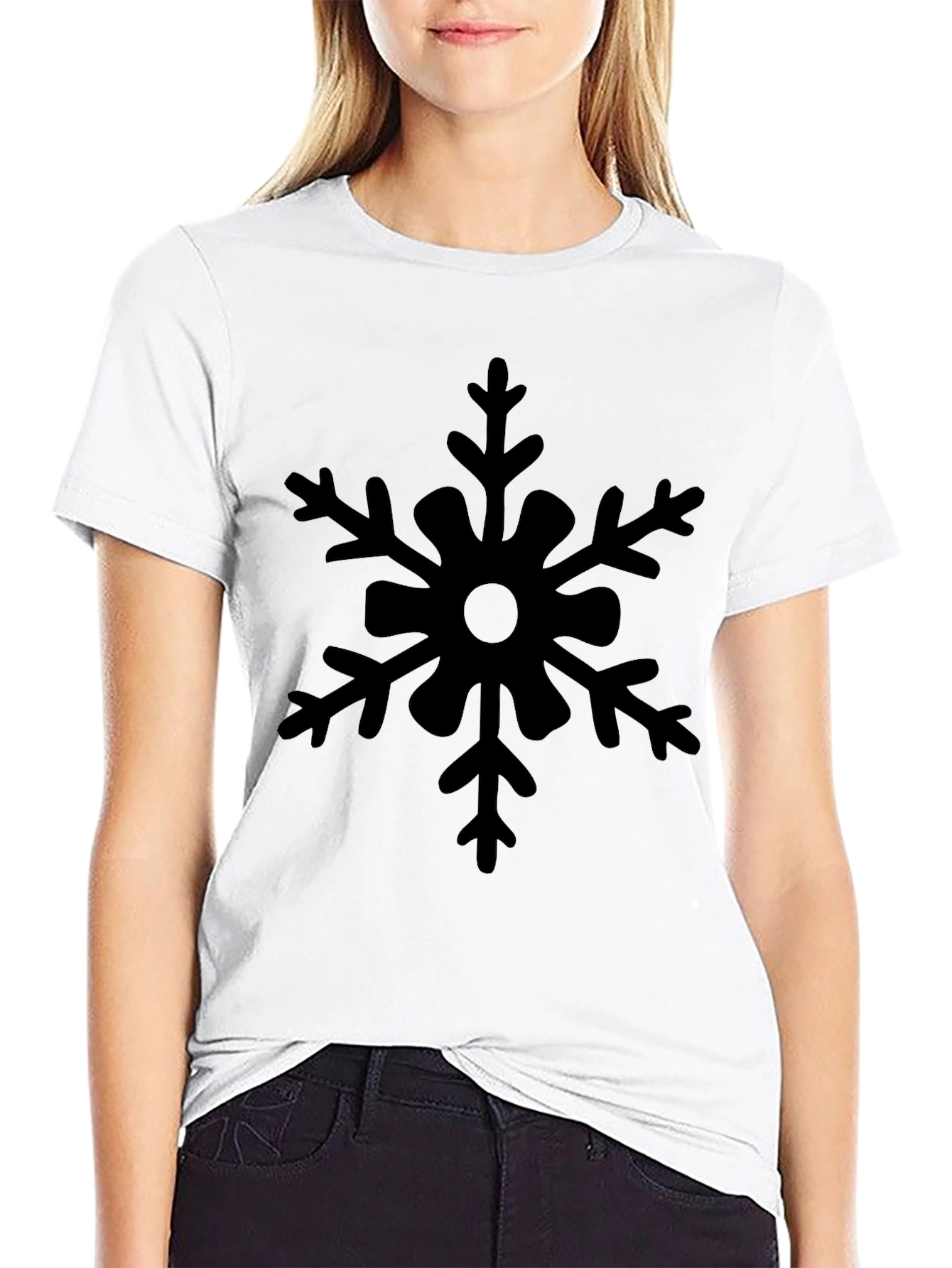 Black Snowflake Graphic Tee - Winter Style