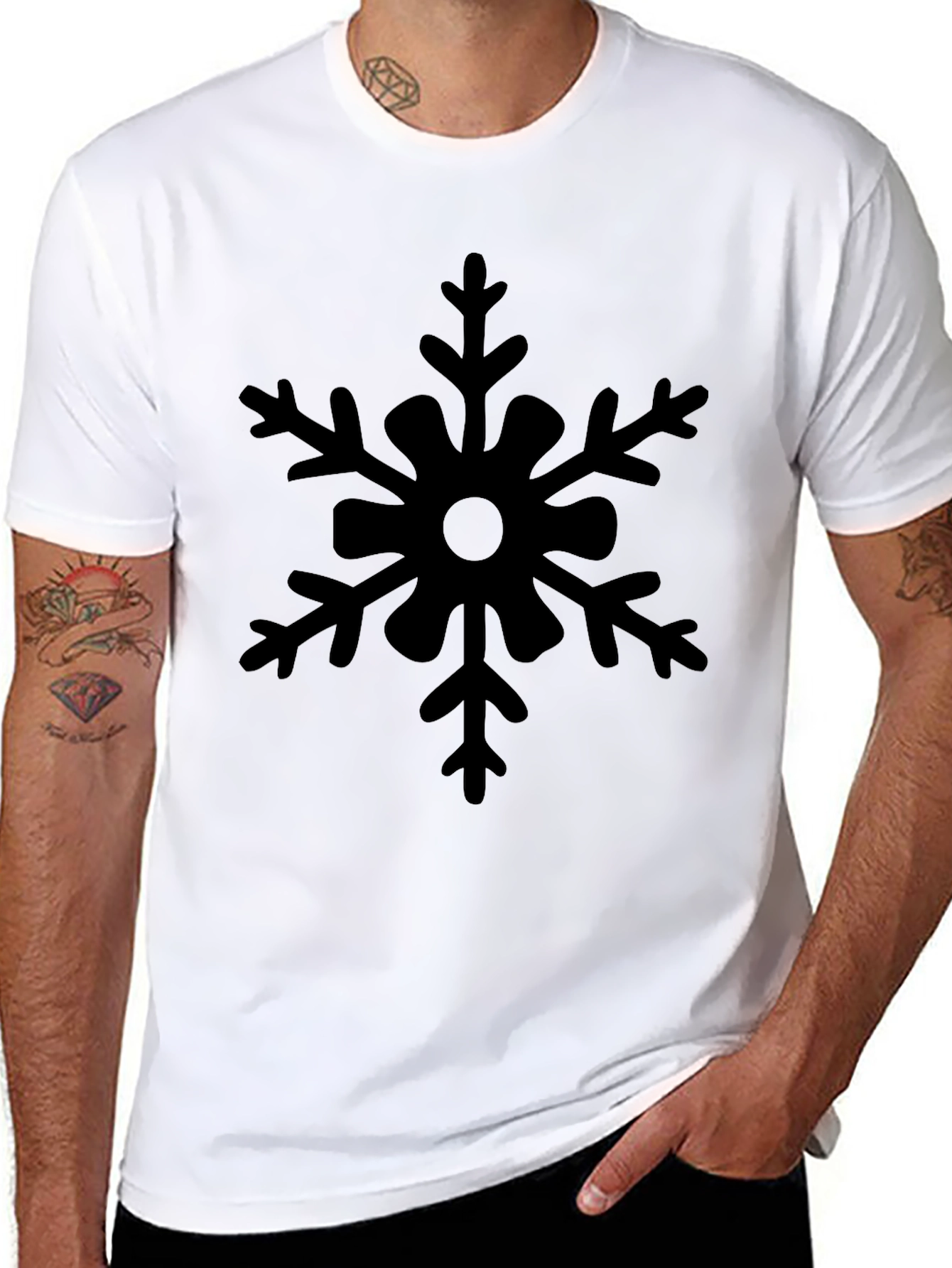 Black Snowflake Graphic Tee - Winter Style