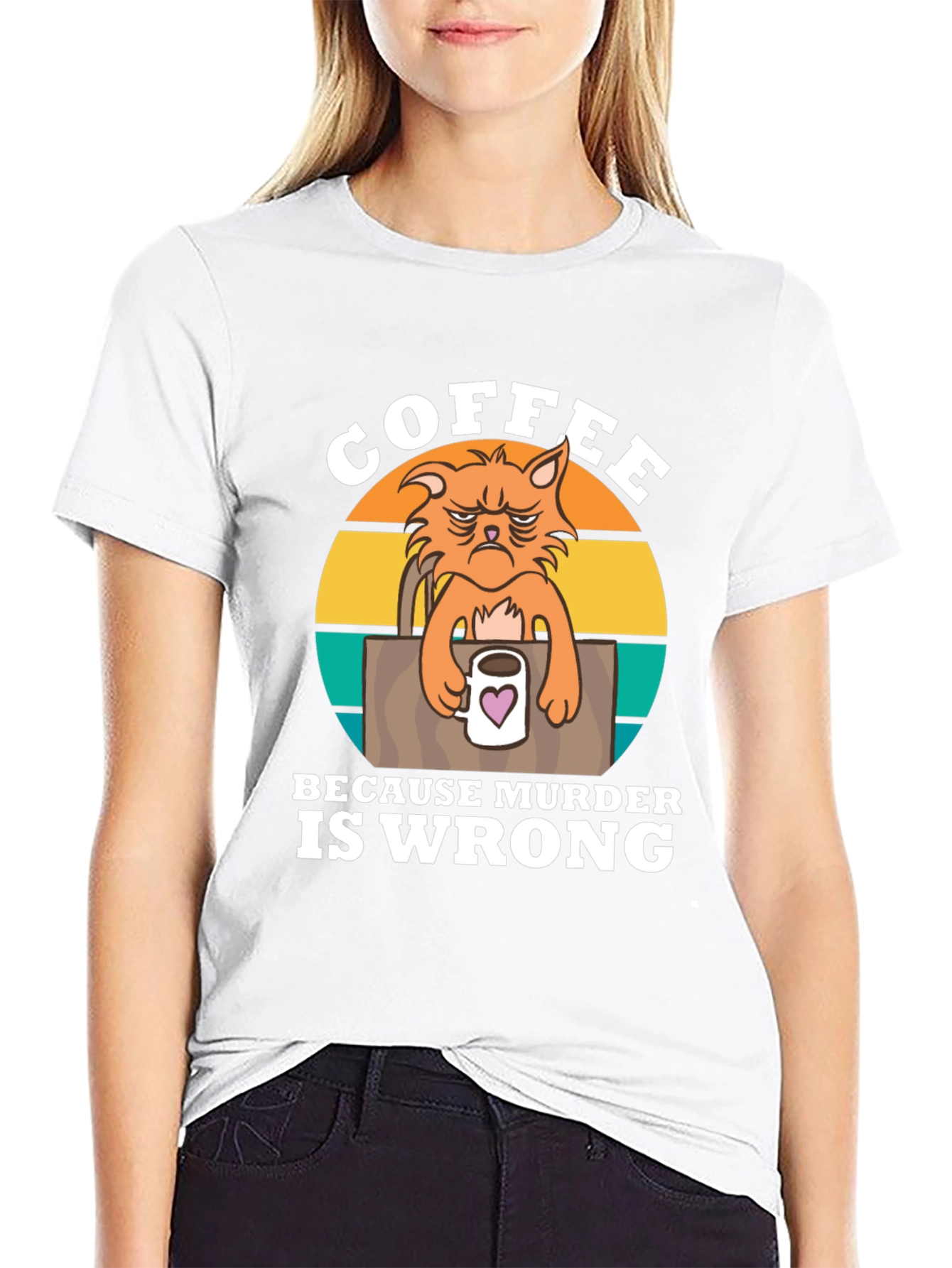 Coffee Because Murder Is Wrong Cat T-Shirt