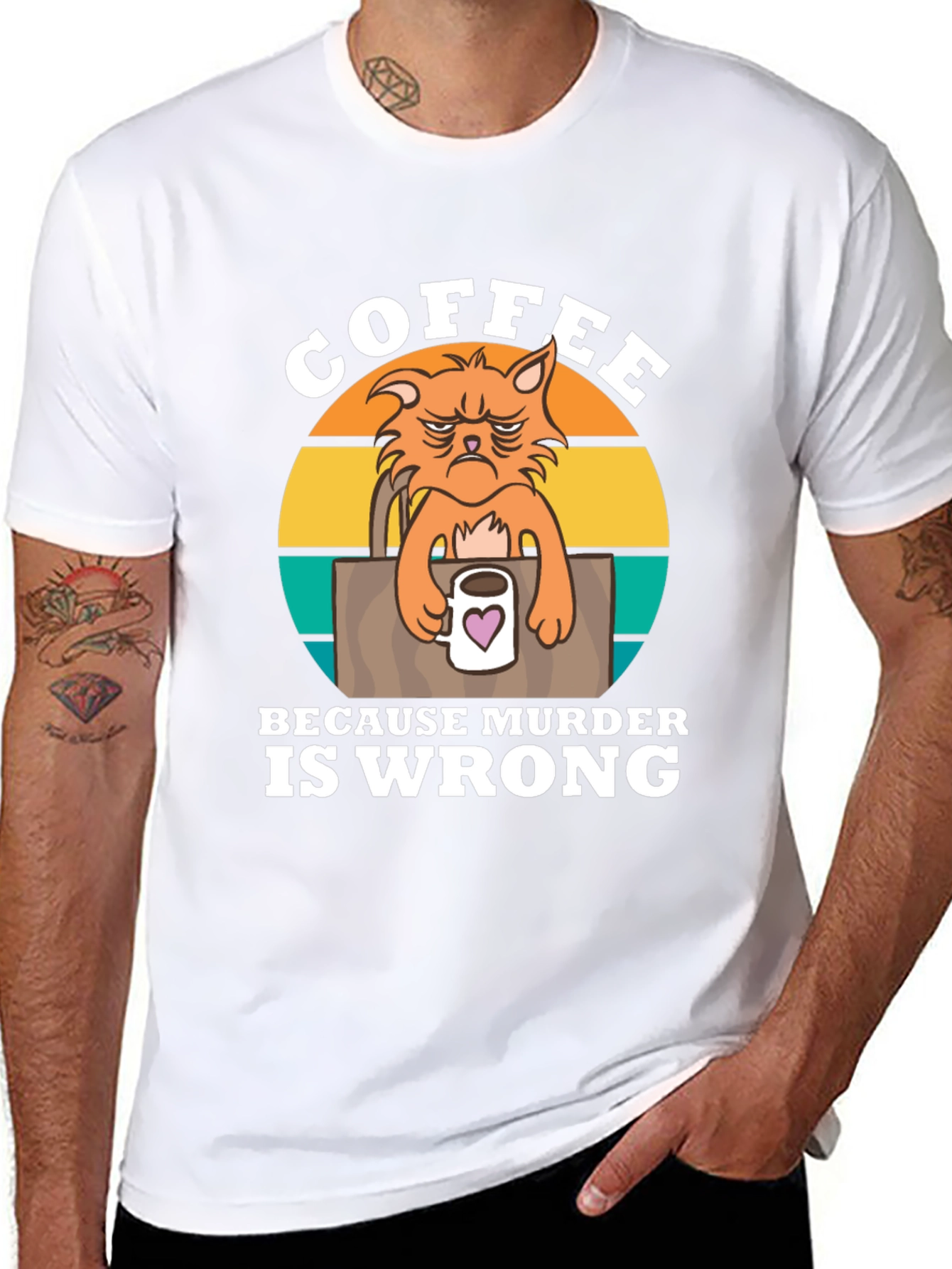 Coffee Because Murder Is Wrong Cat T-Shirt