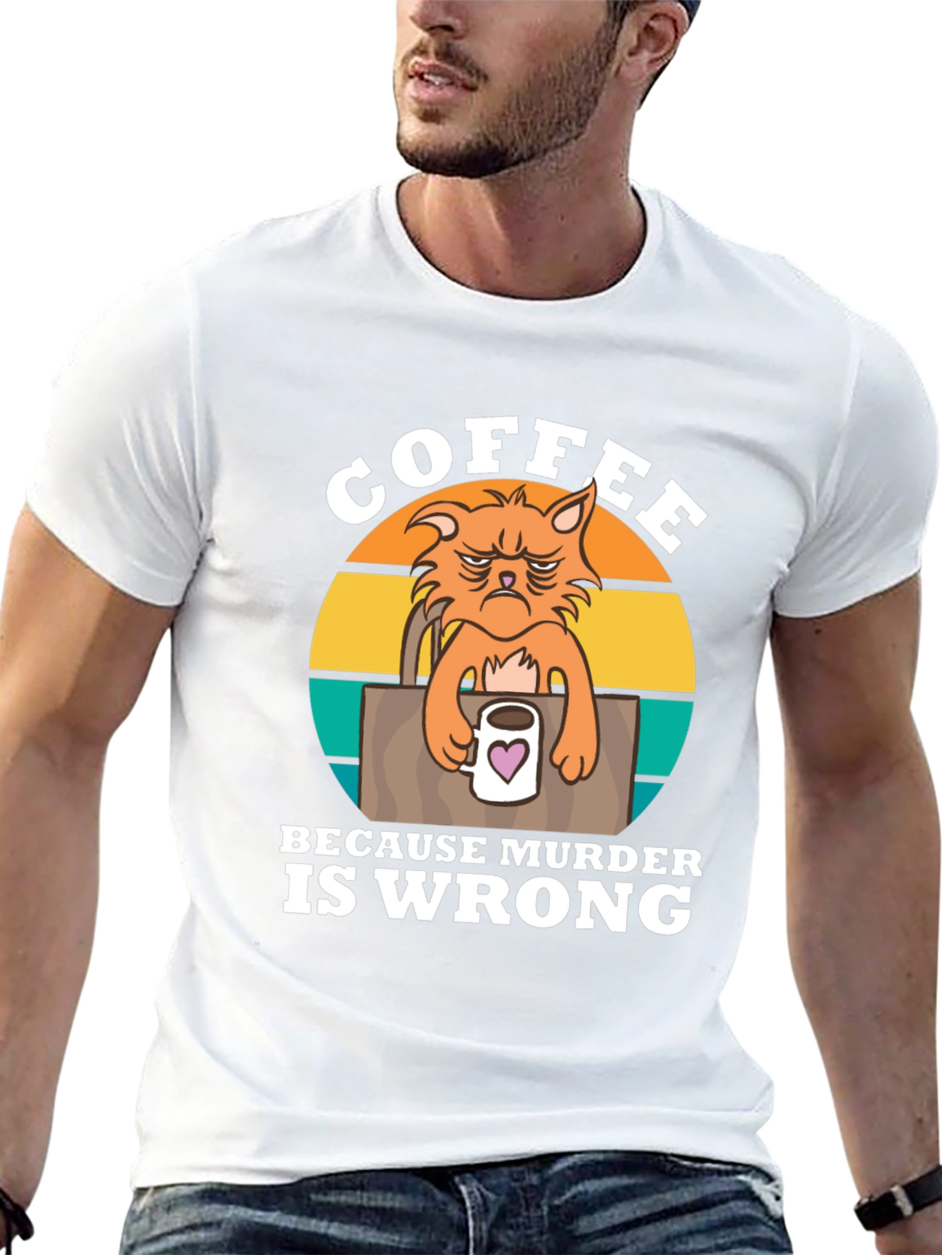 Coffee Because Murder Is Wrong Cat T-Shirt