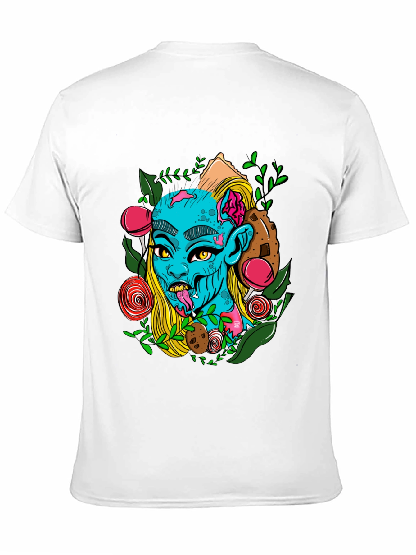 Zombie Girl Graphic Print Black T-Shirt