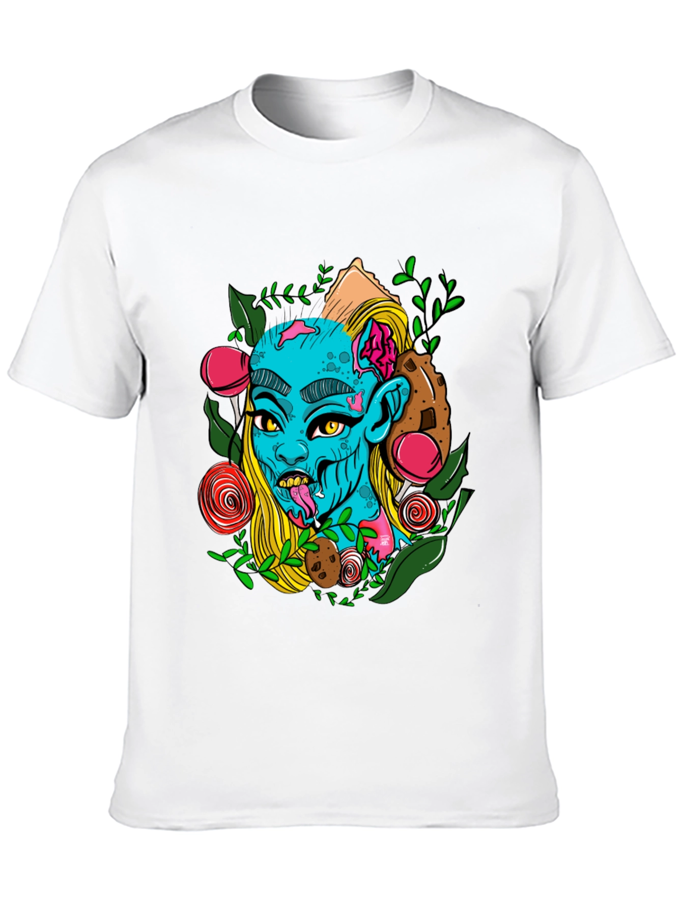 Zombie Girl Graphic Print Black T-Shirt