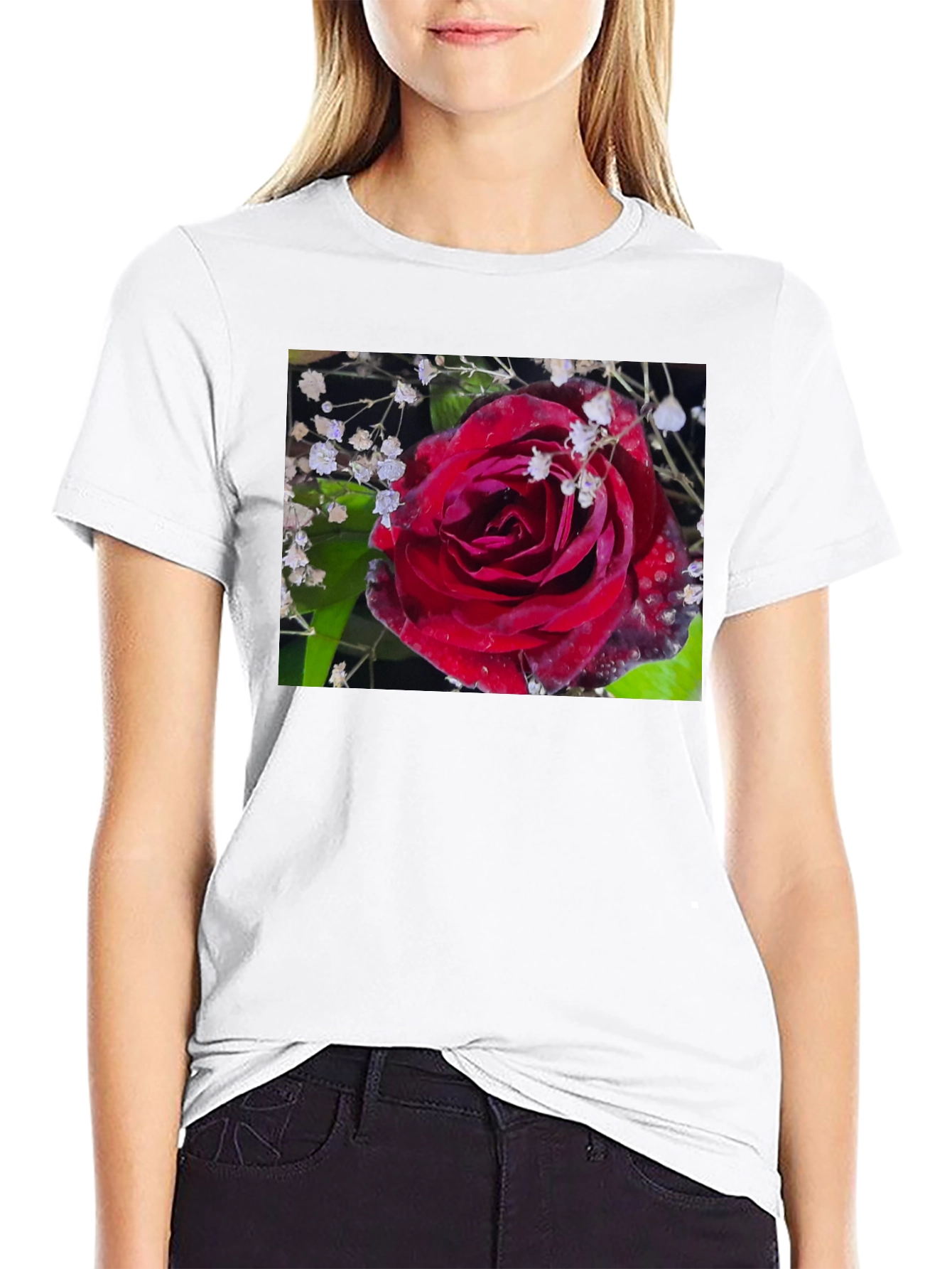 Rose Graphic T-Shirt - Elegant Floral Design