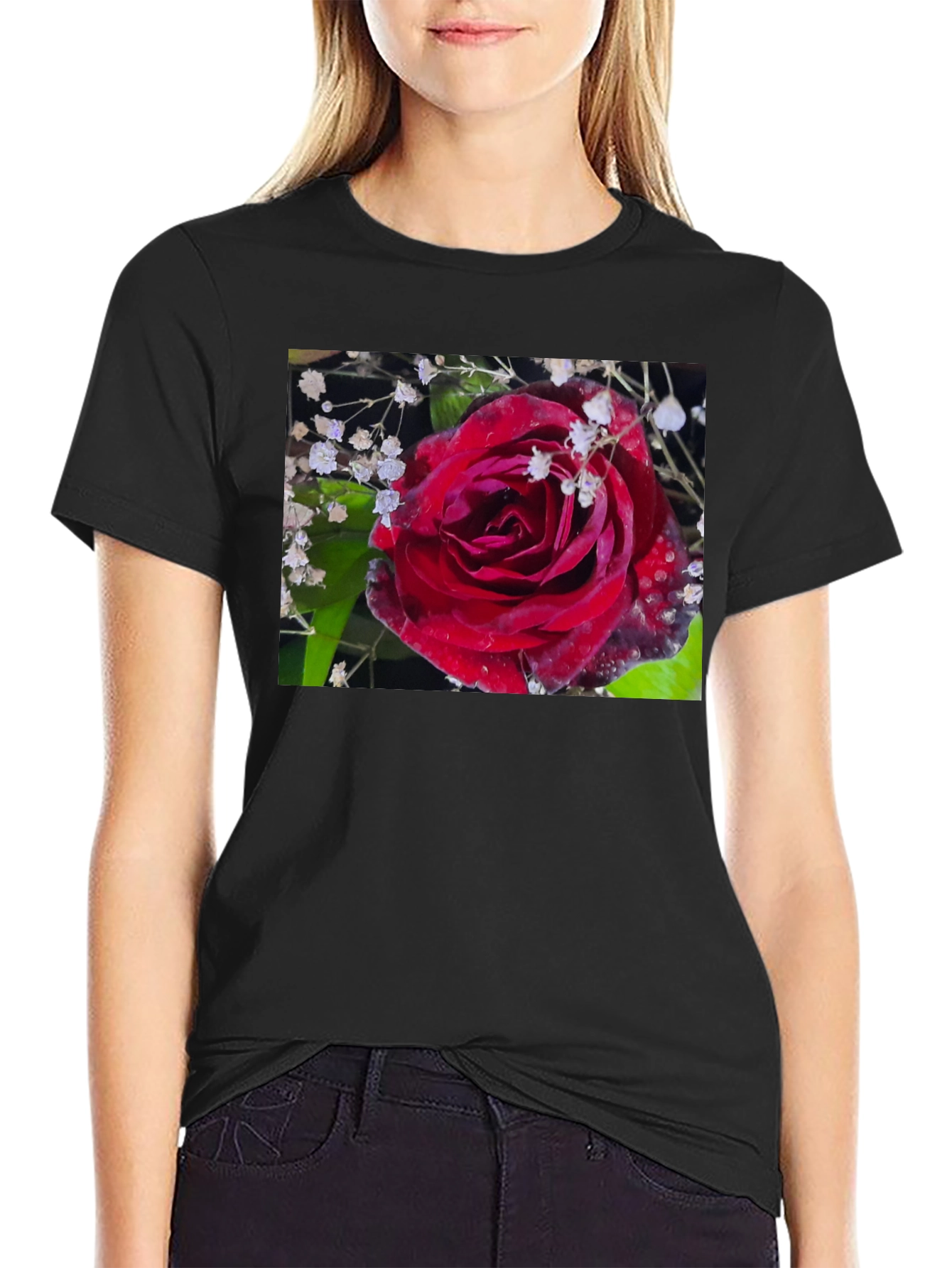 Rose Graphic T-Shirt - Elegant Floral Design