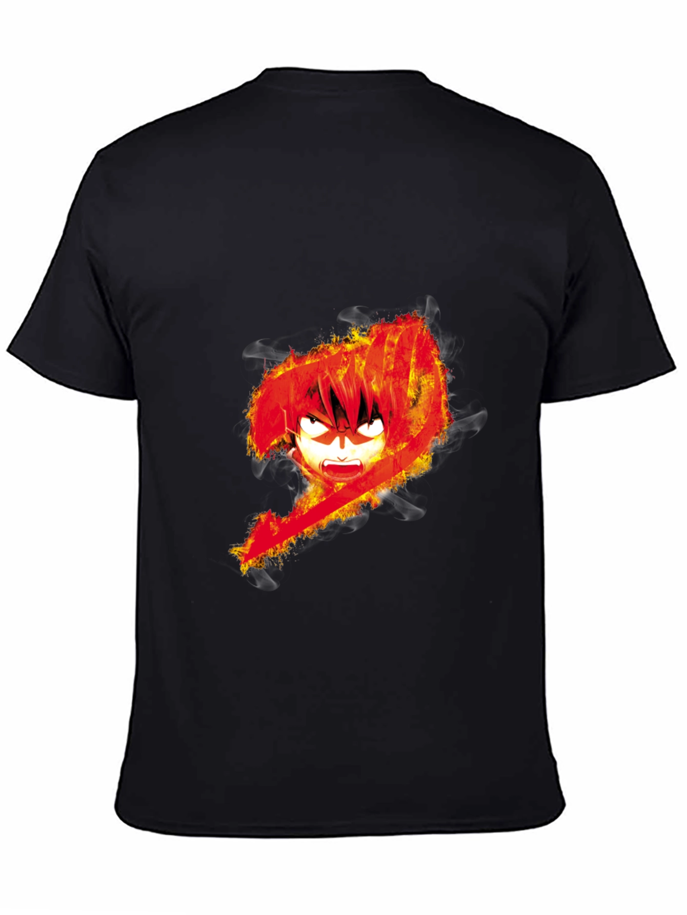 Fiery Anime Graphic Black T-Shirt