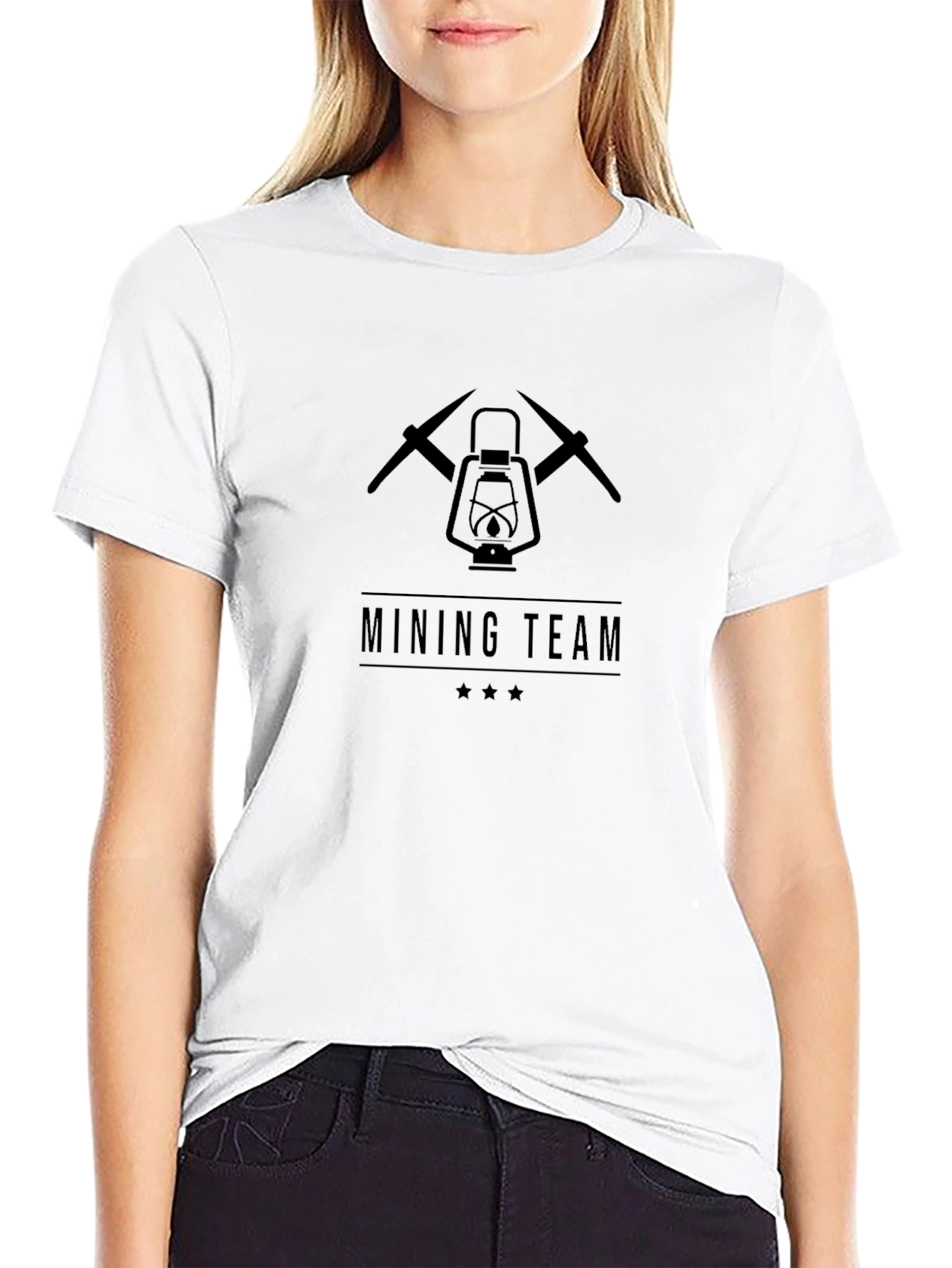 Mining Team Graphic T-Shirt - Black Crew Neck