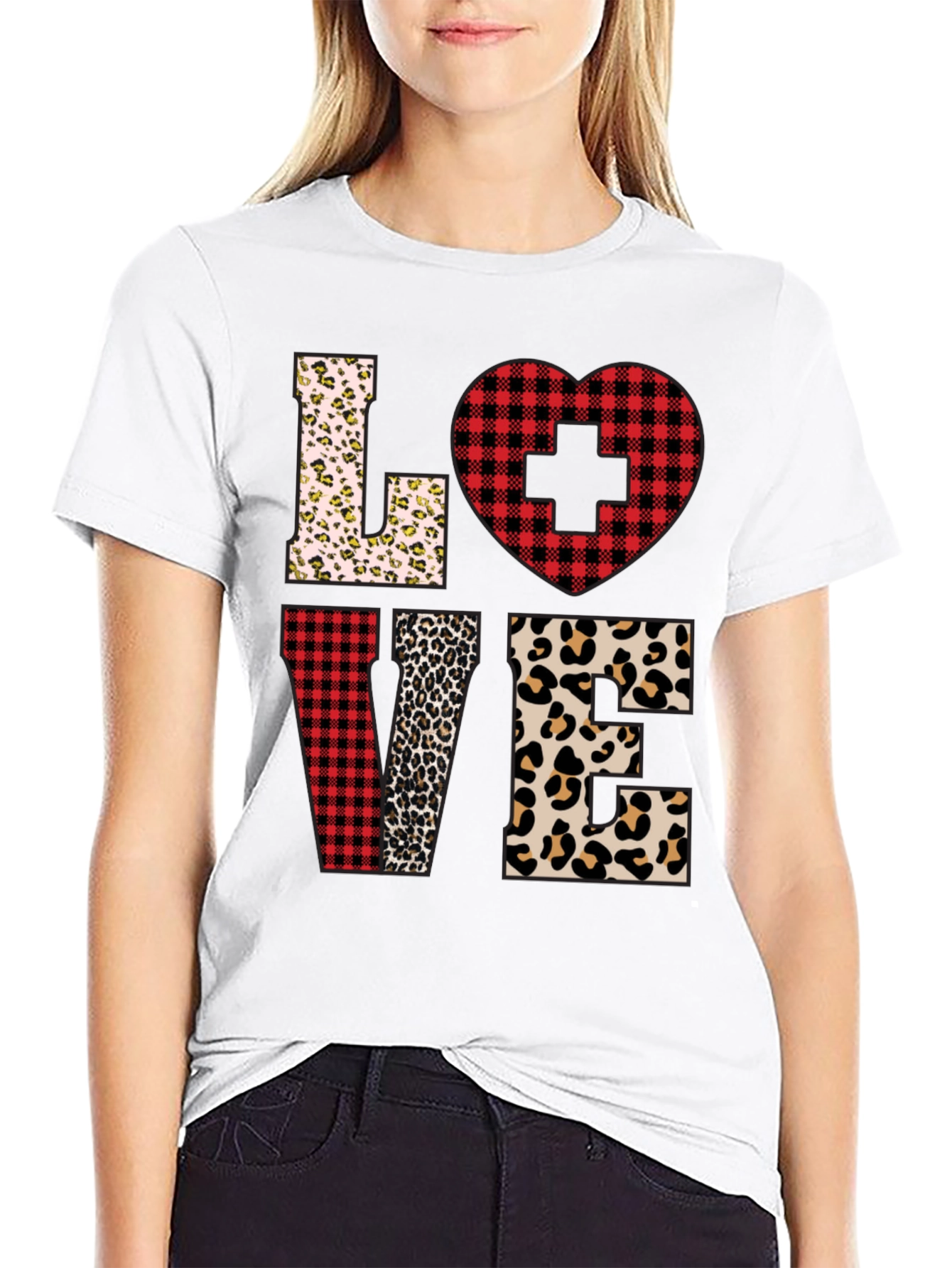 Nurse Love Leopard and Plaid T-Shirt