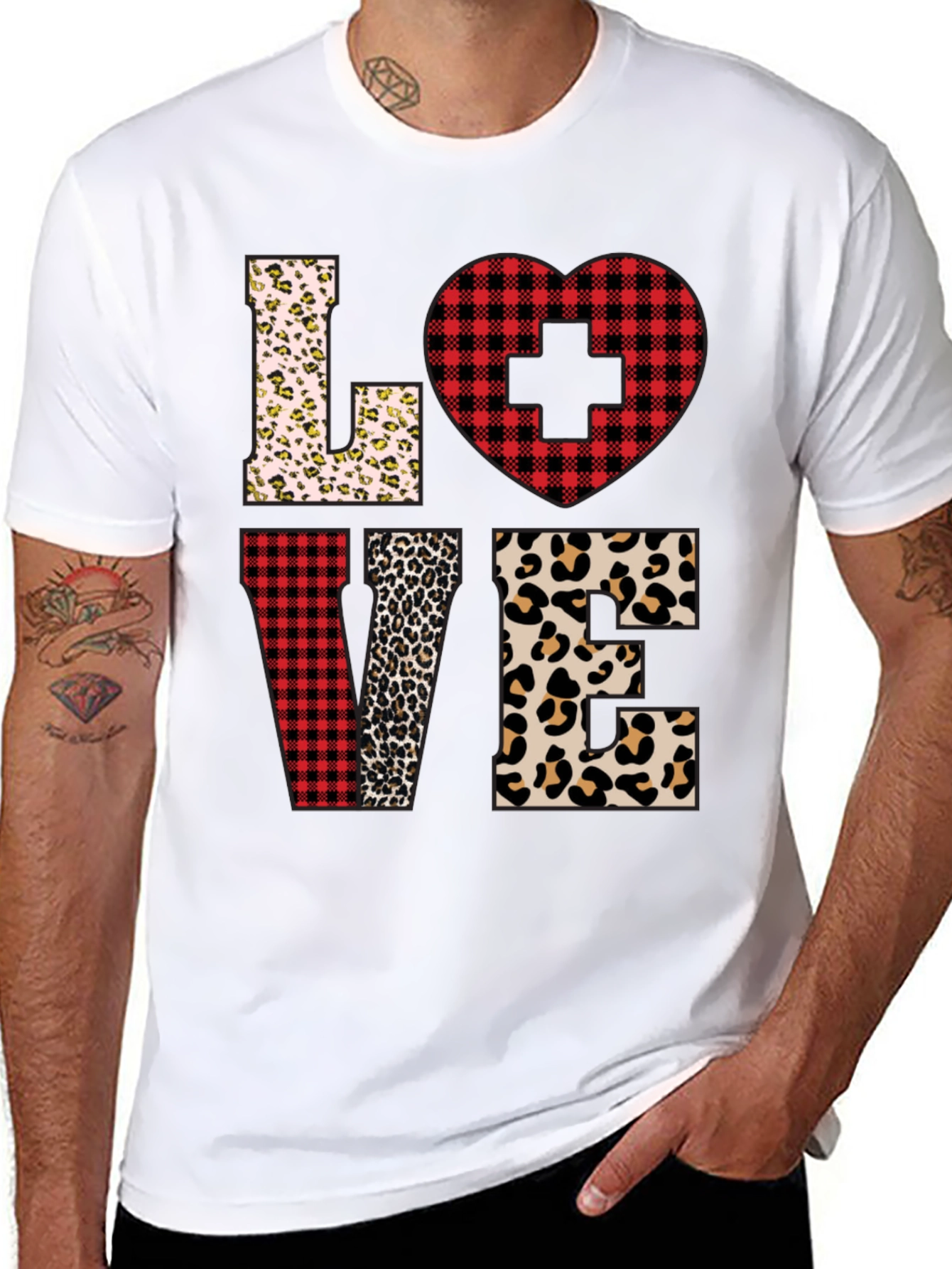 Nurse Love Leopard and Plaid T-Shirt