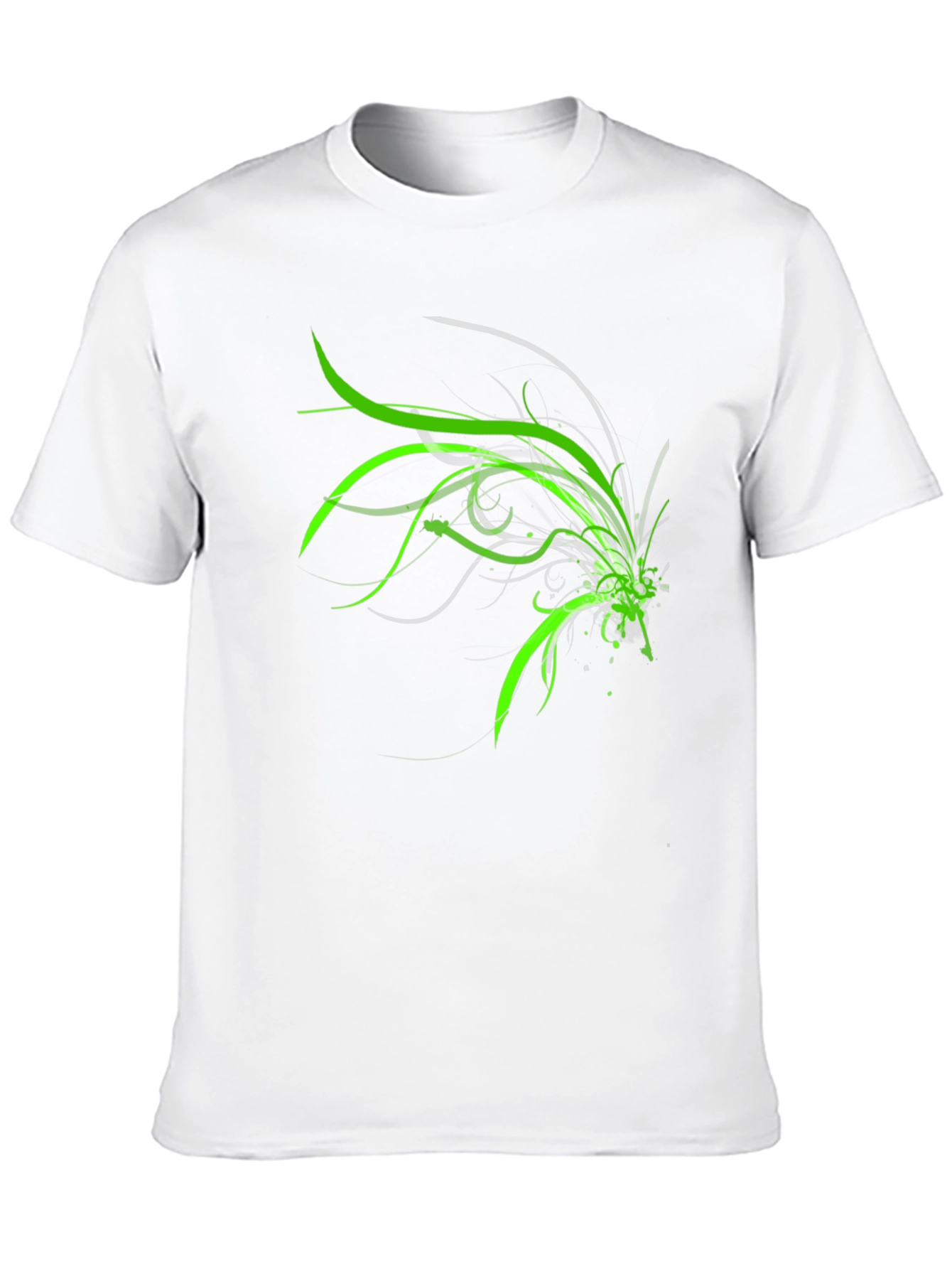 Abstract Green Graphic Print Black T-Shirt