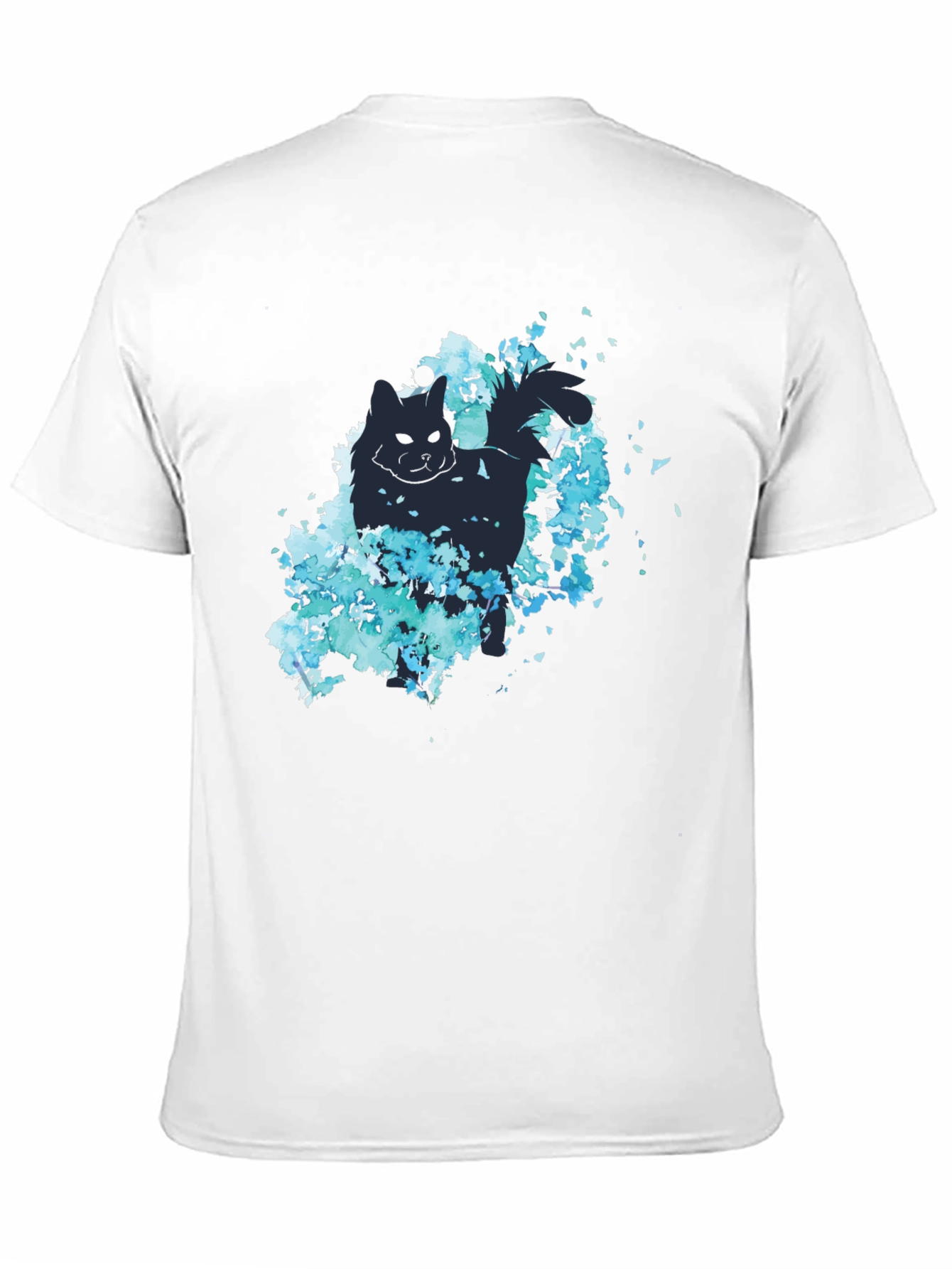 Cat Silhouette Floral T-Shirt - Stylish Black Tee