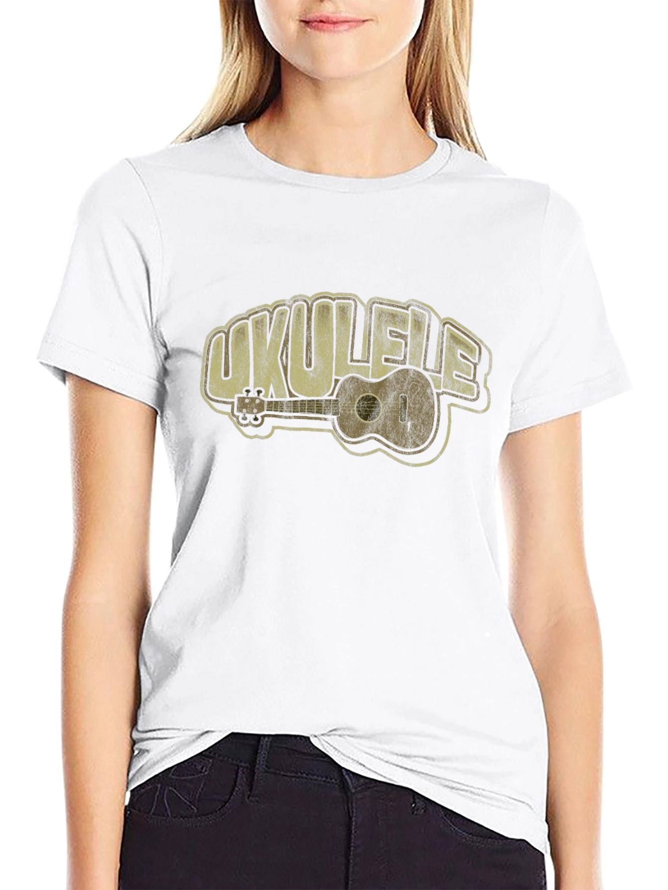 Ukulele Graphic Tee - Music Lovers Black T-Shirt