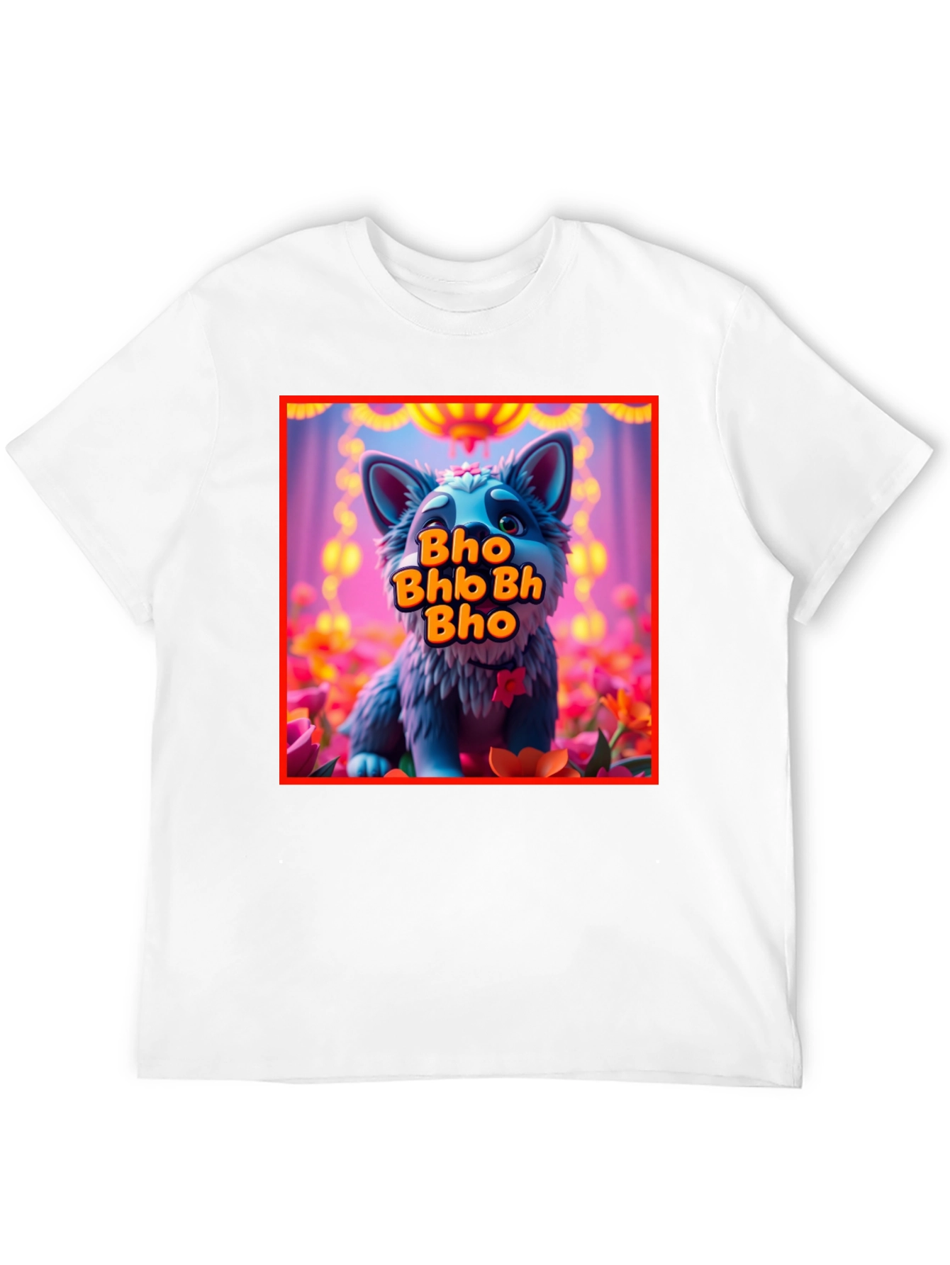 Cute Cartoon Wolf Bho Bhb Bh Bho Black T-Shirt