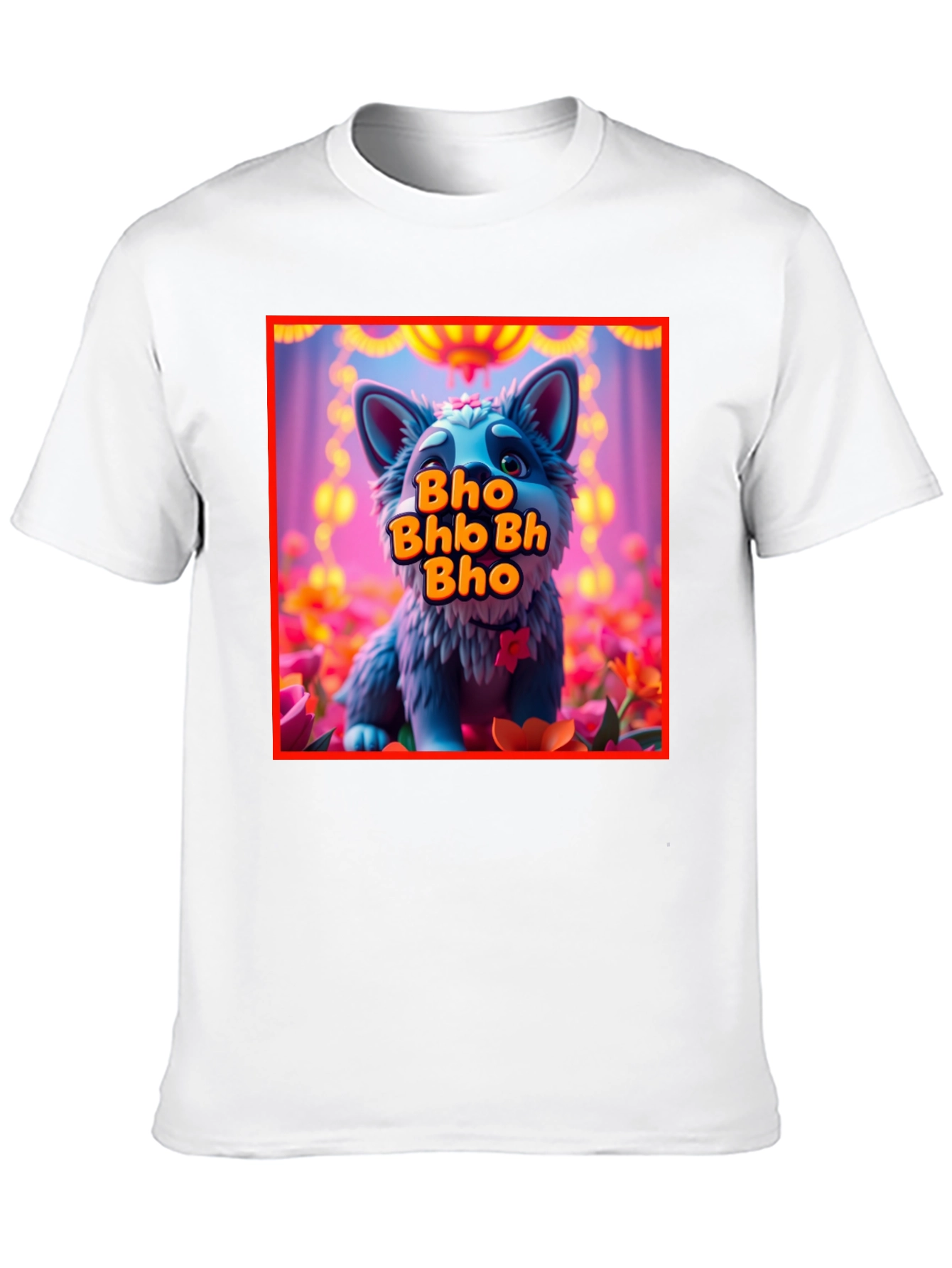 Cute Cartoon Wolf Bho Bhb Bh Bho Black T-Shirt