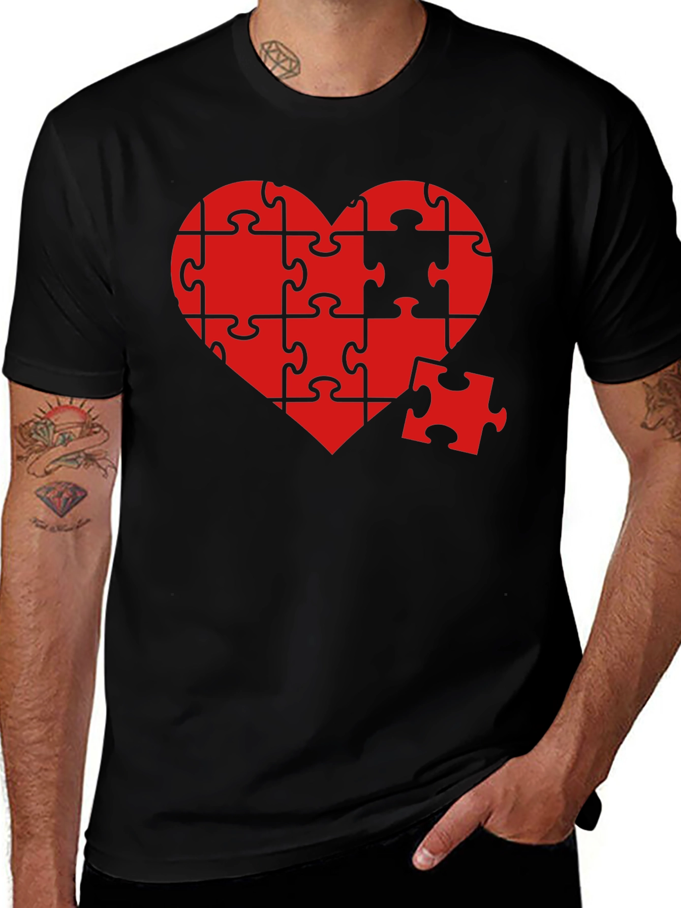 Heart Puzzle Piece Graphic T-Shirt