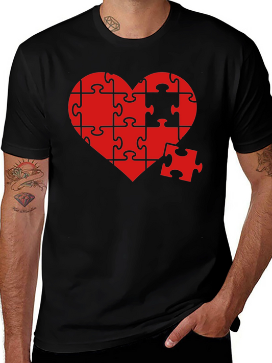 Heart Puzzle Piece Graphic T-Shirt