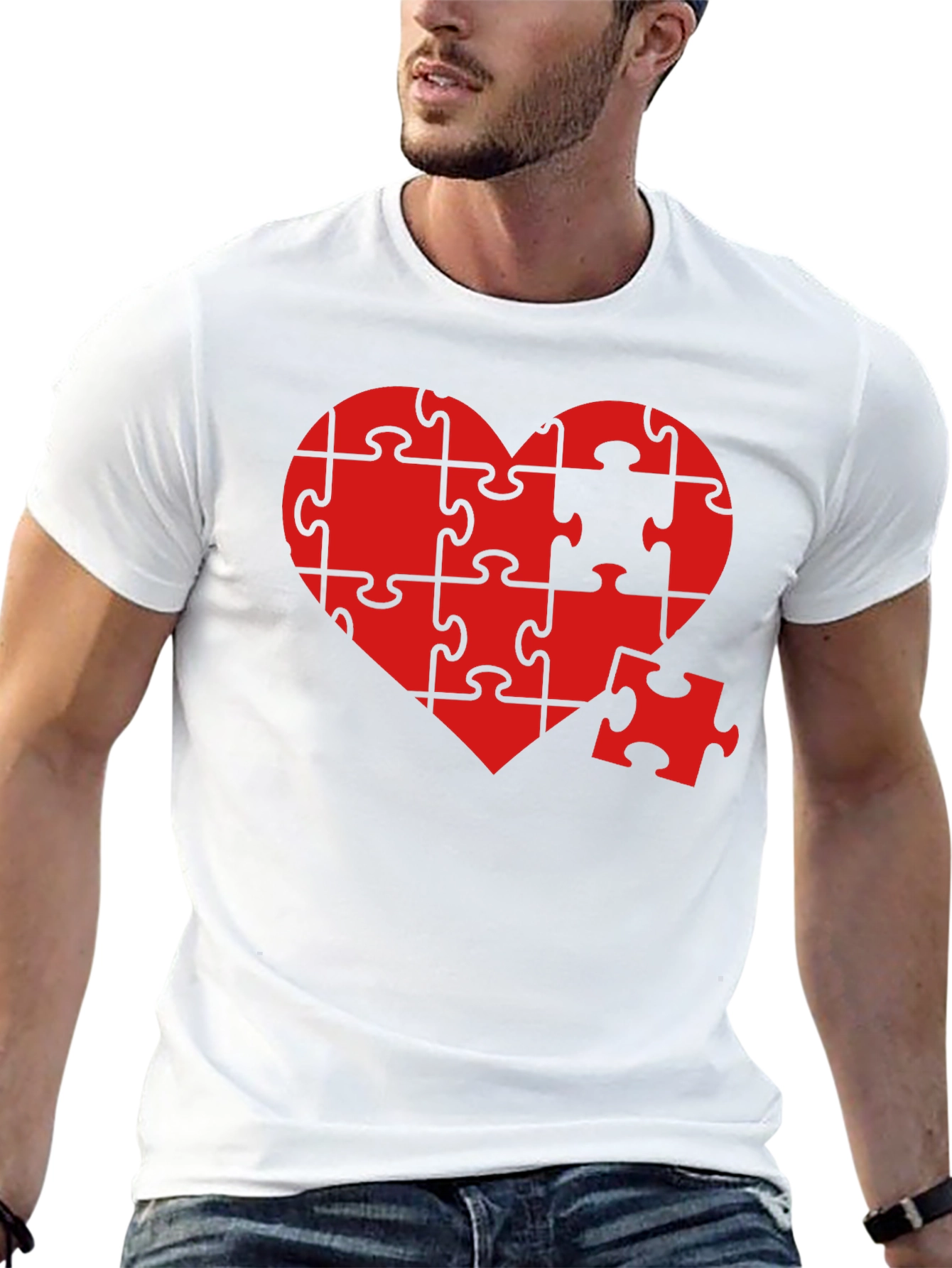 Heart Puzzle Piece Graphic T-Shirt