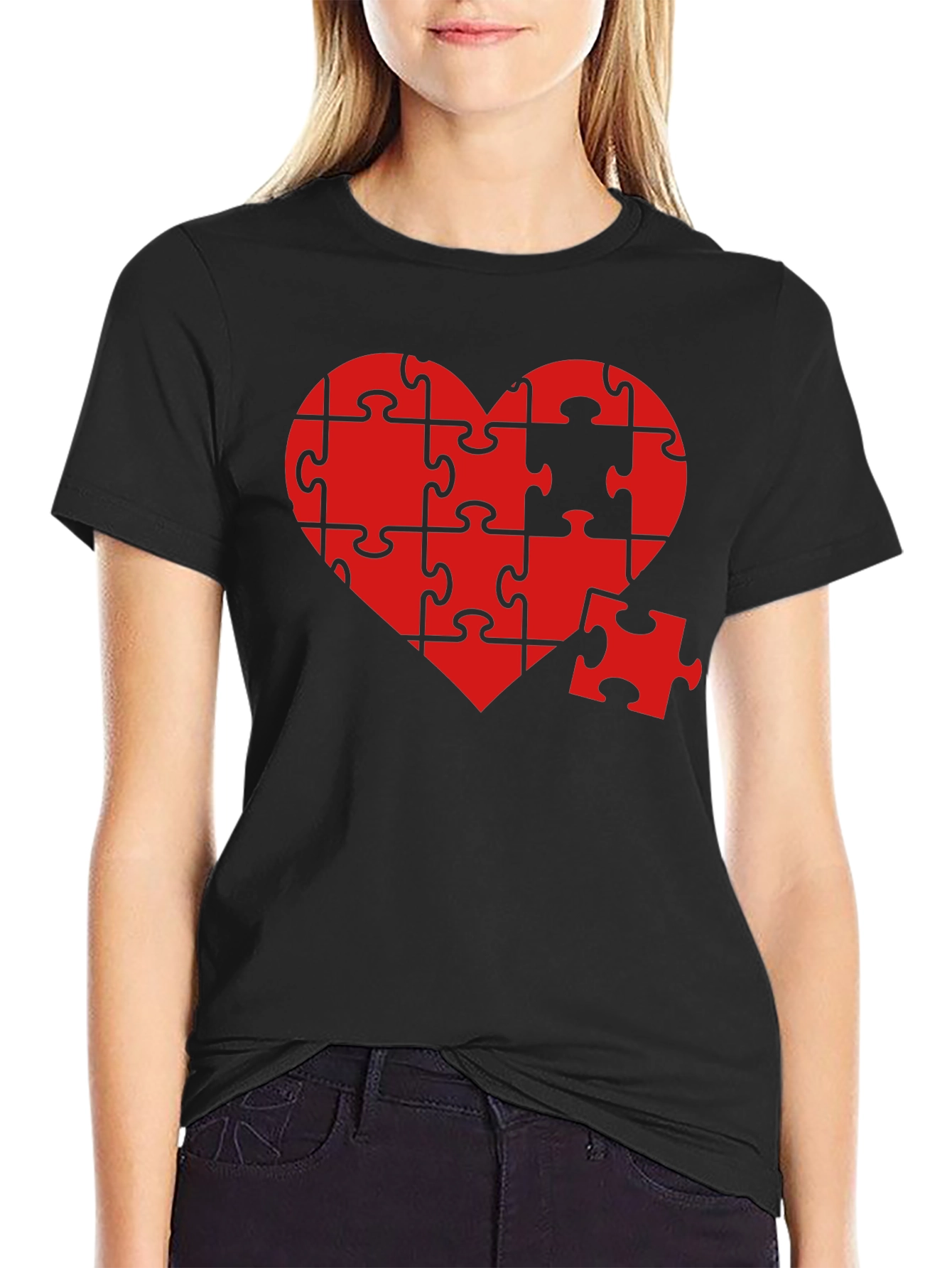 Heart Puzzle Piece Graphic T-Shirt