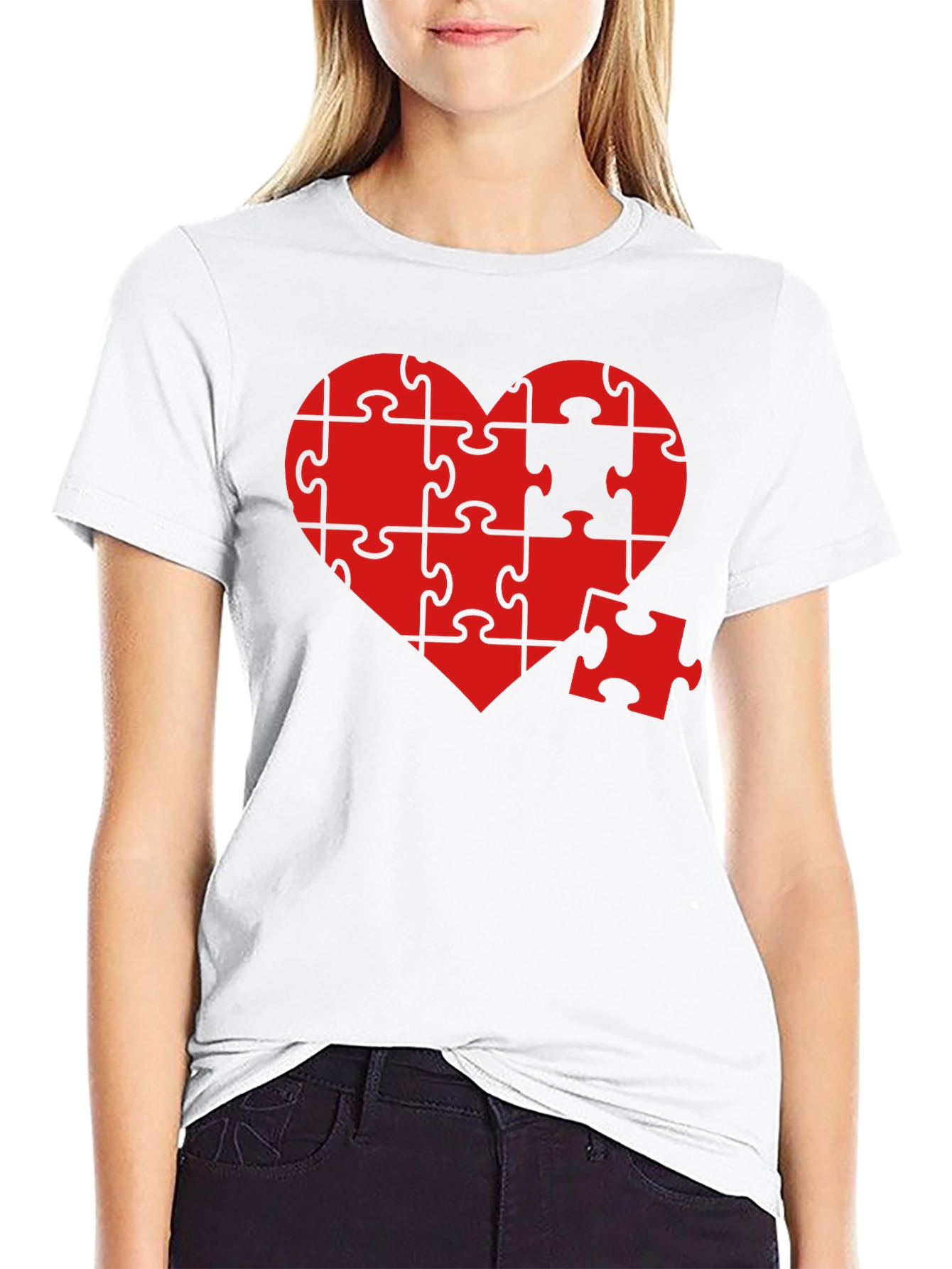 Heart Puzzle Piece Graphic T-Shirt