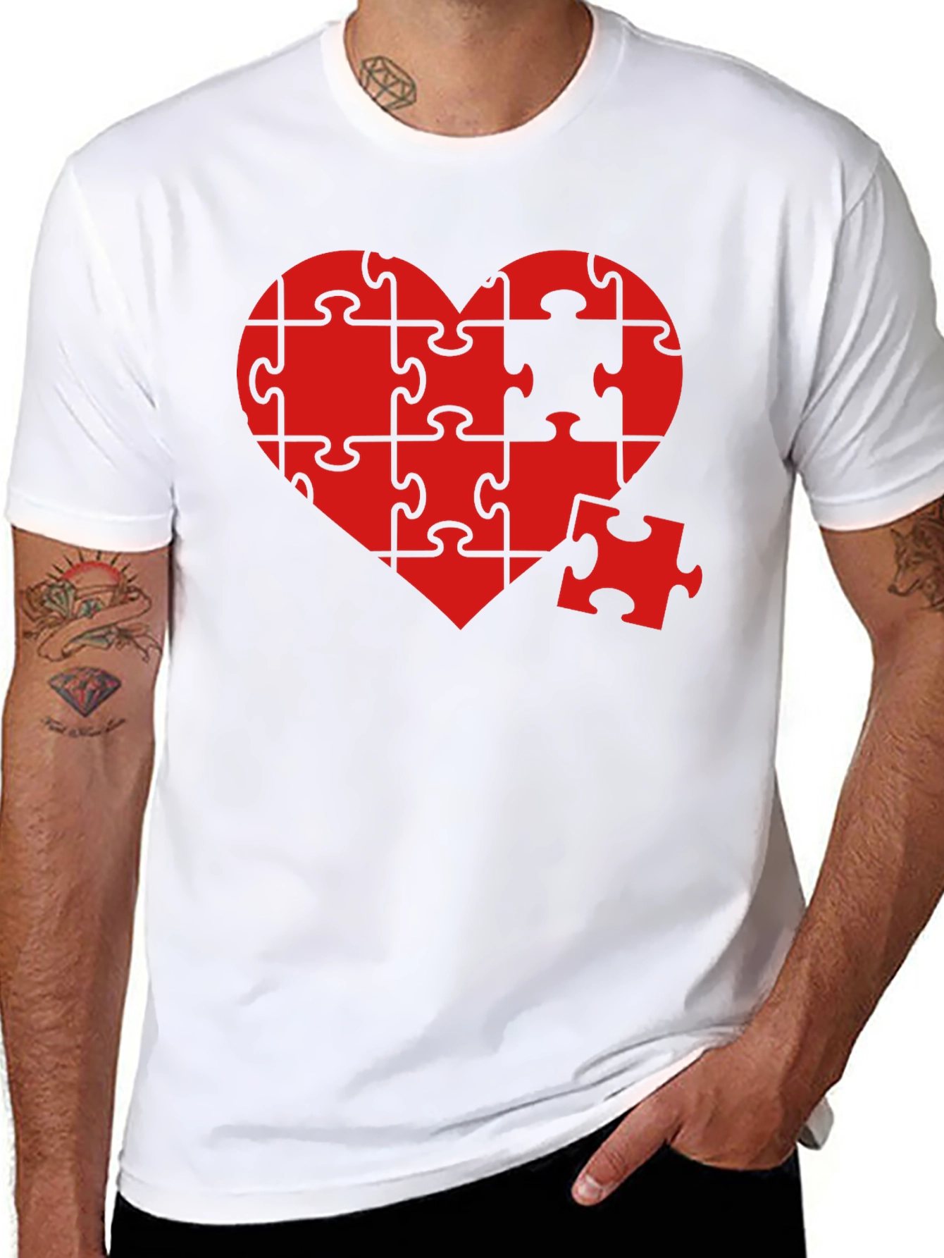 Heart Puzzle Piece Graphic T-Shirt