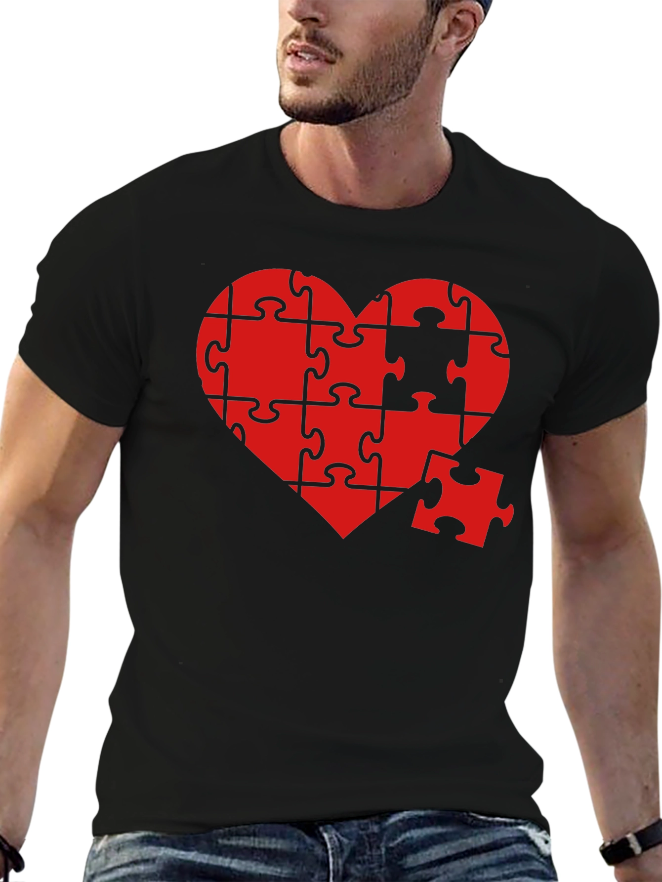 Heart Puzzle Piece Graphic T-Shirt