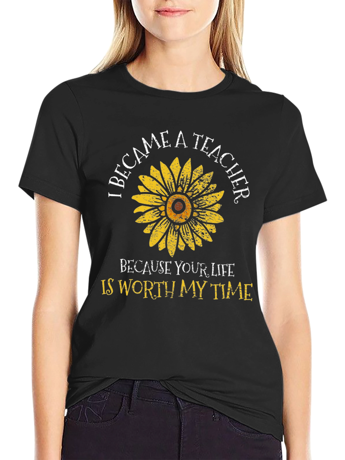 Teacher Sunflower Graphic T-Shirt