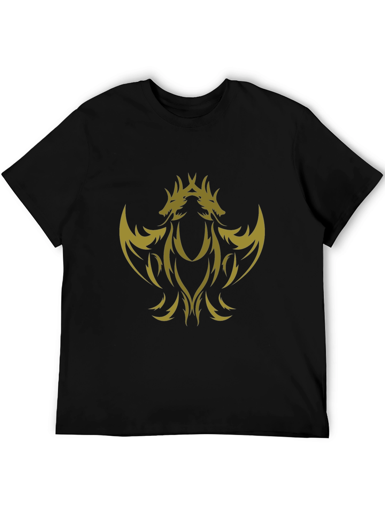 Black T-Shirt with Gold Dragon Design