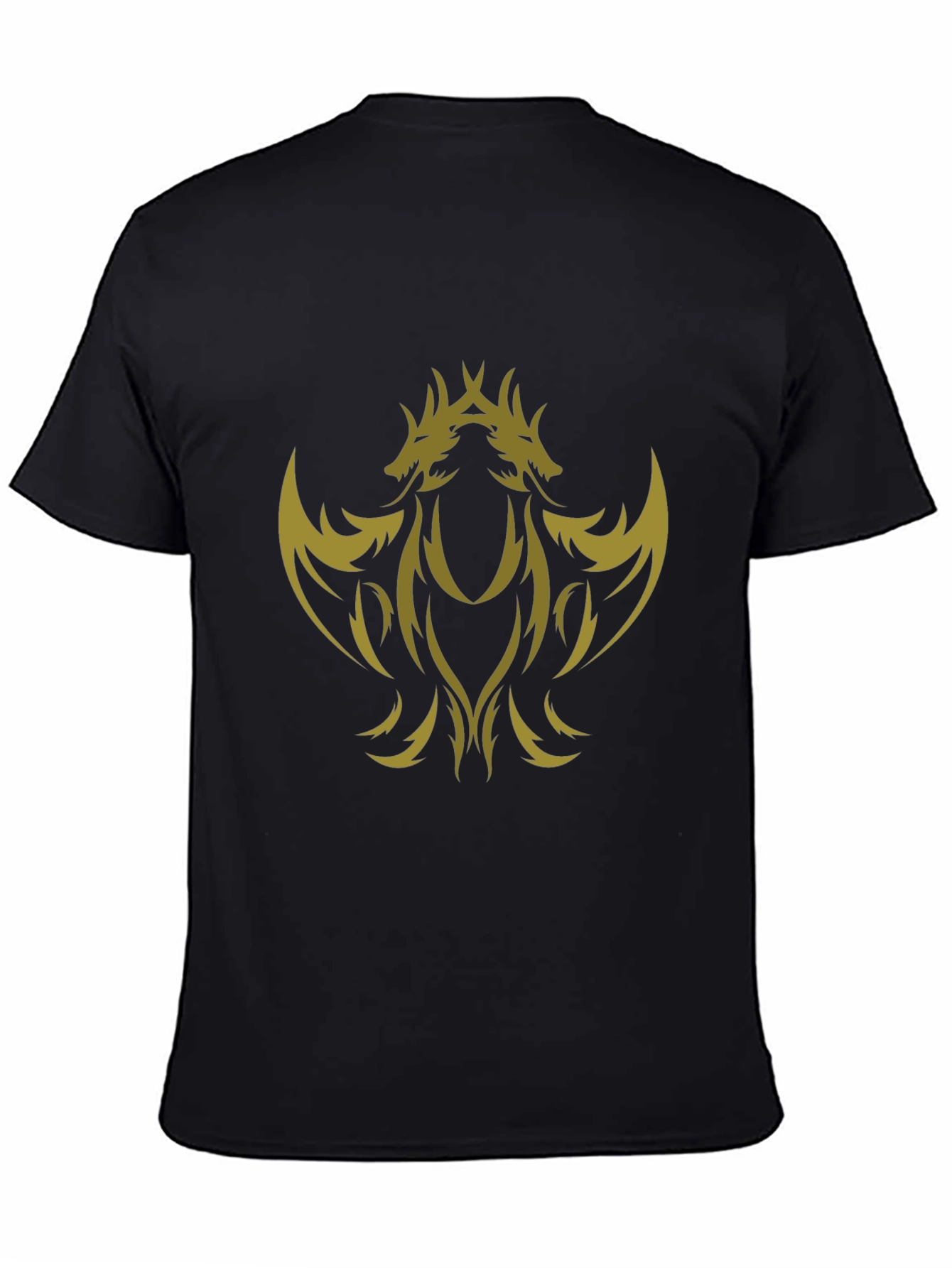 Black T-Shirt with Gold Dragon Design