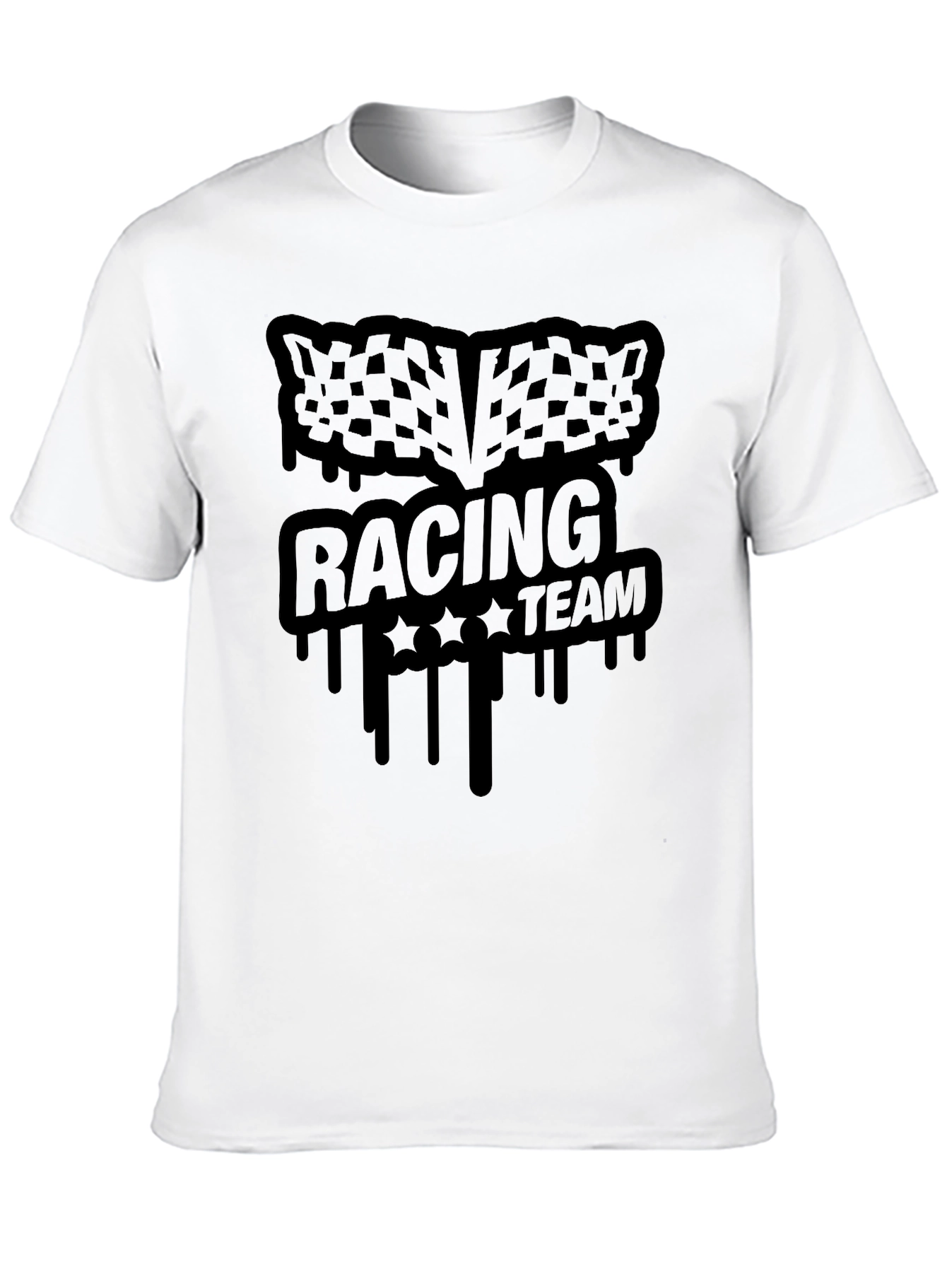 Racing Team Graphic Tee - Black Cotton Blend T-Shirt