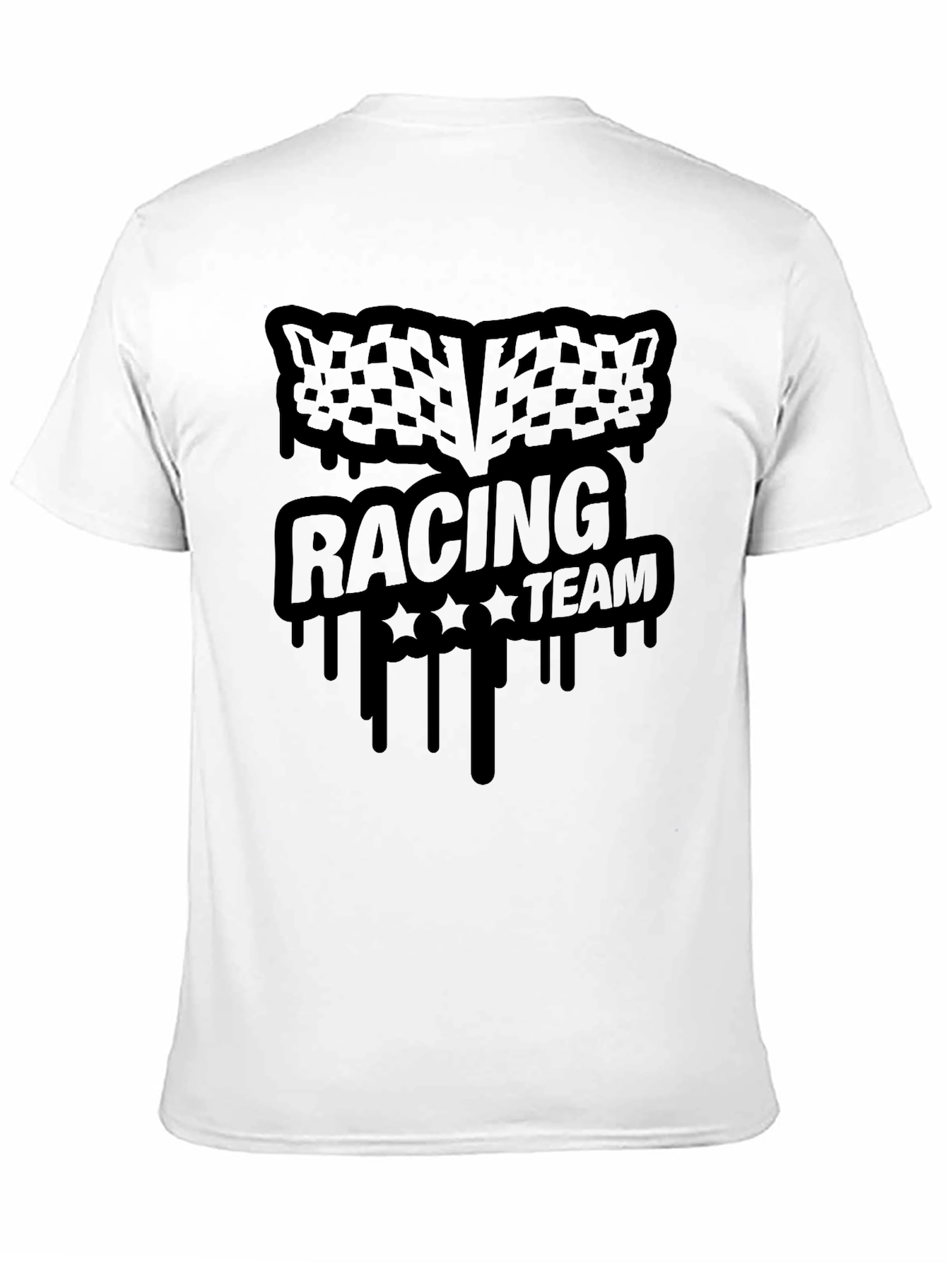 Racing Team Graphic Tee - Black Cotton Blend T-Shirt