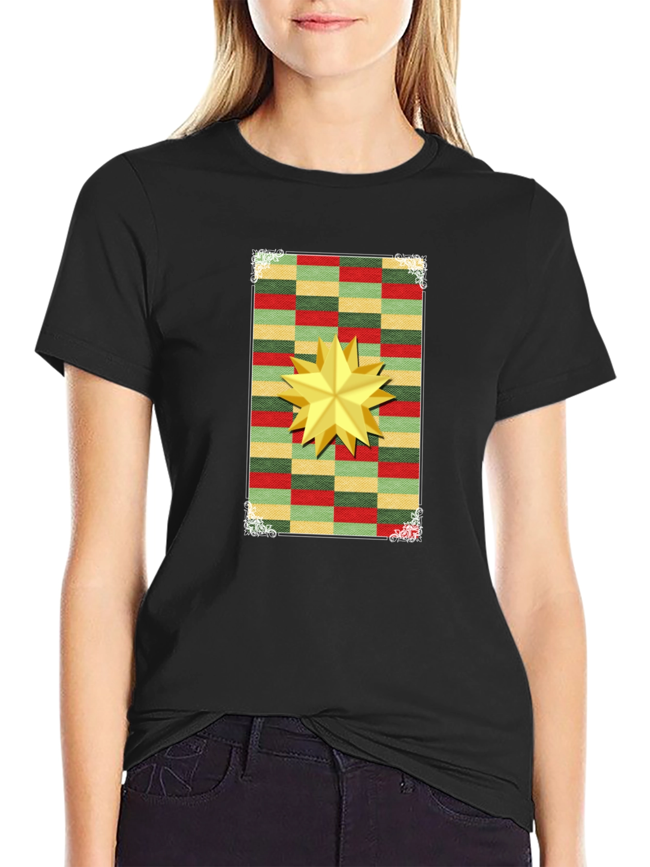 Festive Star Graphic T-Shirt - Holiday Cheer