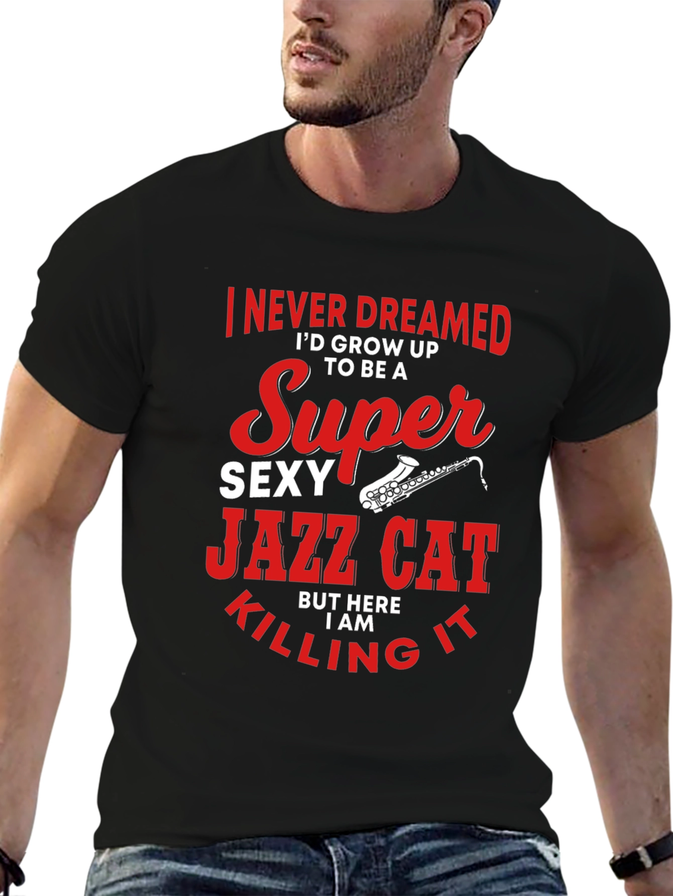 Super Sexy Jazz Cat T-Shirt - Unique Design