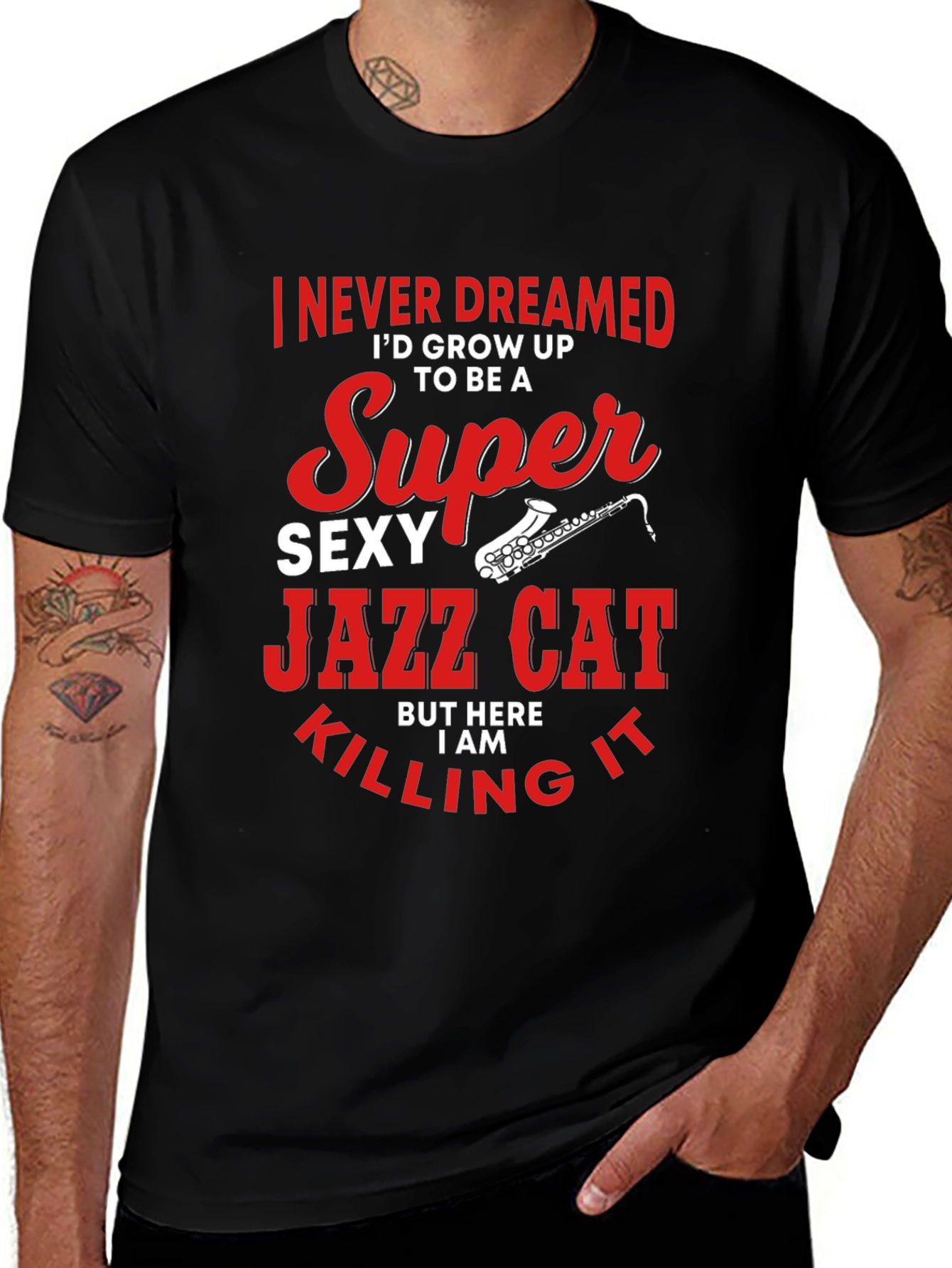Super Sexy Jazz Cat T-Shirt - Unique Design