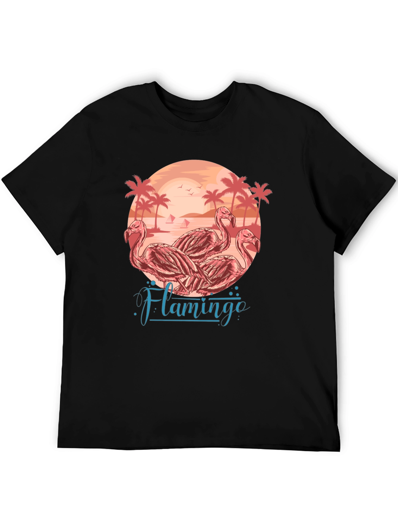 Flamingo Beach Graphic Tee - Tropical Paradise T-Shirt