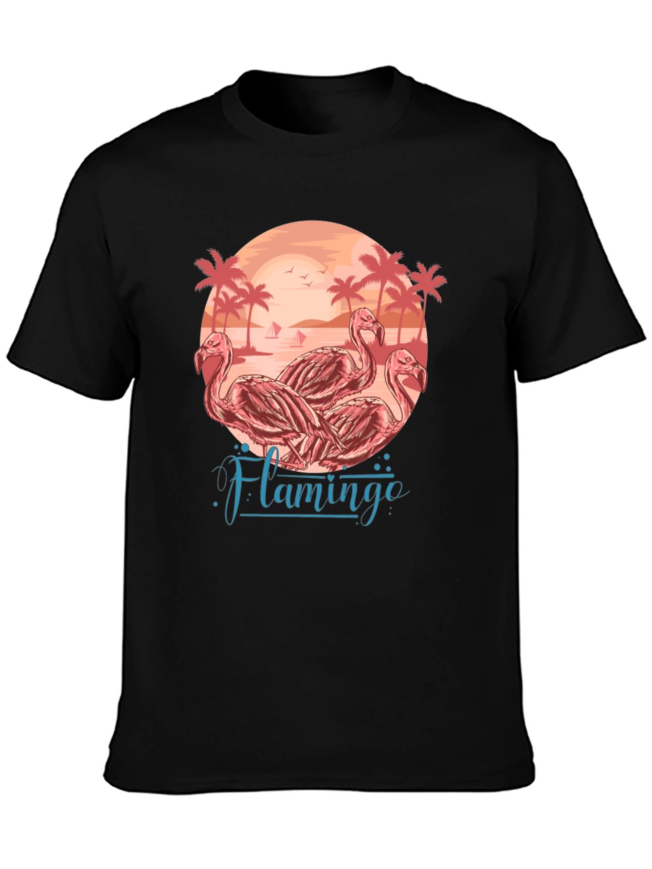 Flamingo Beach Graphic Tee - Tropical Paradise T-Shirt