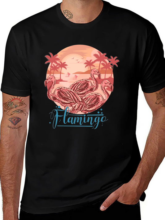 Flamingo Beach Graphic Tee - Tropical Paradise T-Shirt