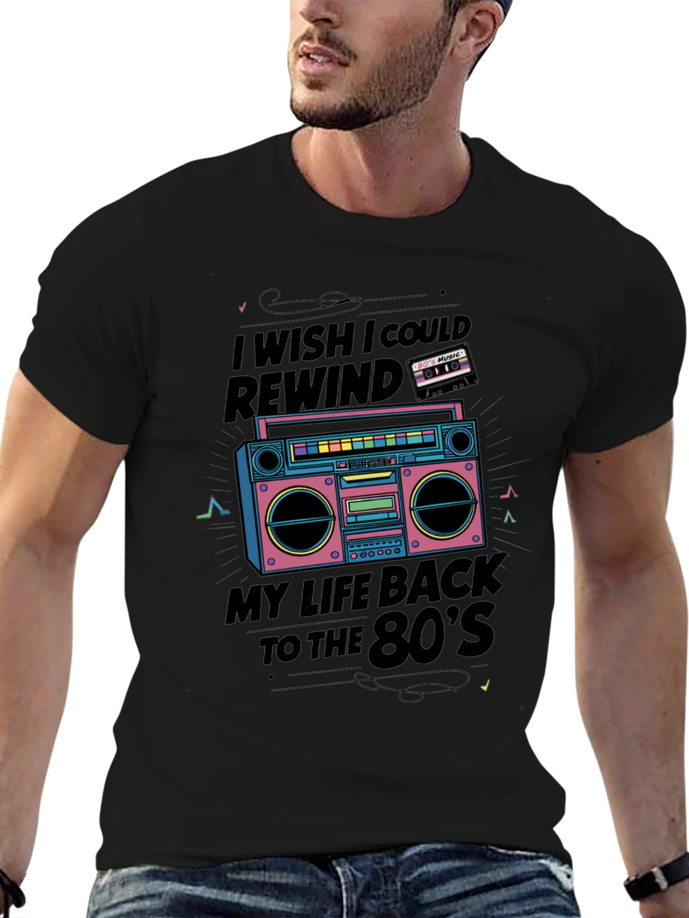 Retro 80s Music Boombox Graphic Tee
