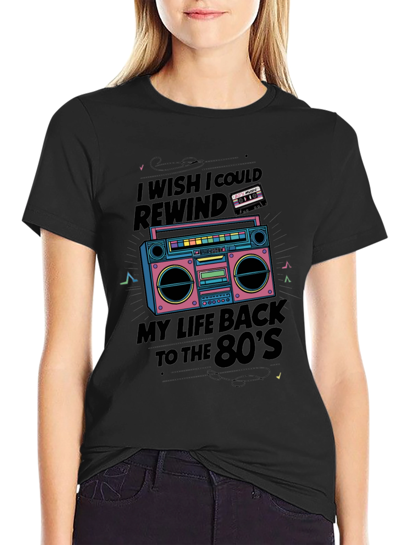 Retro 80s Music Boombox Graphic Tee