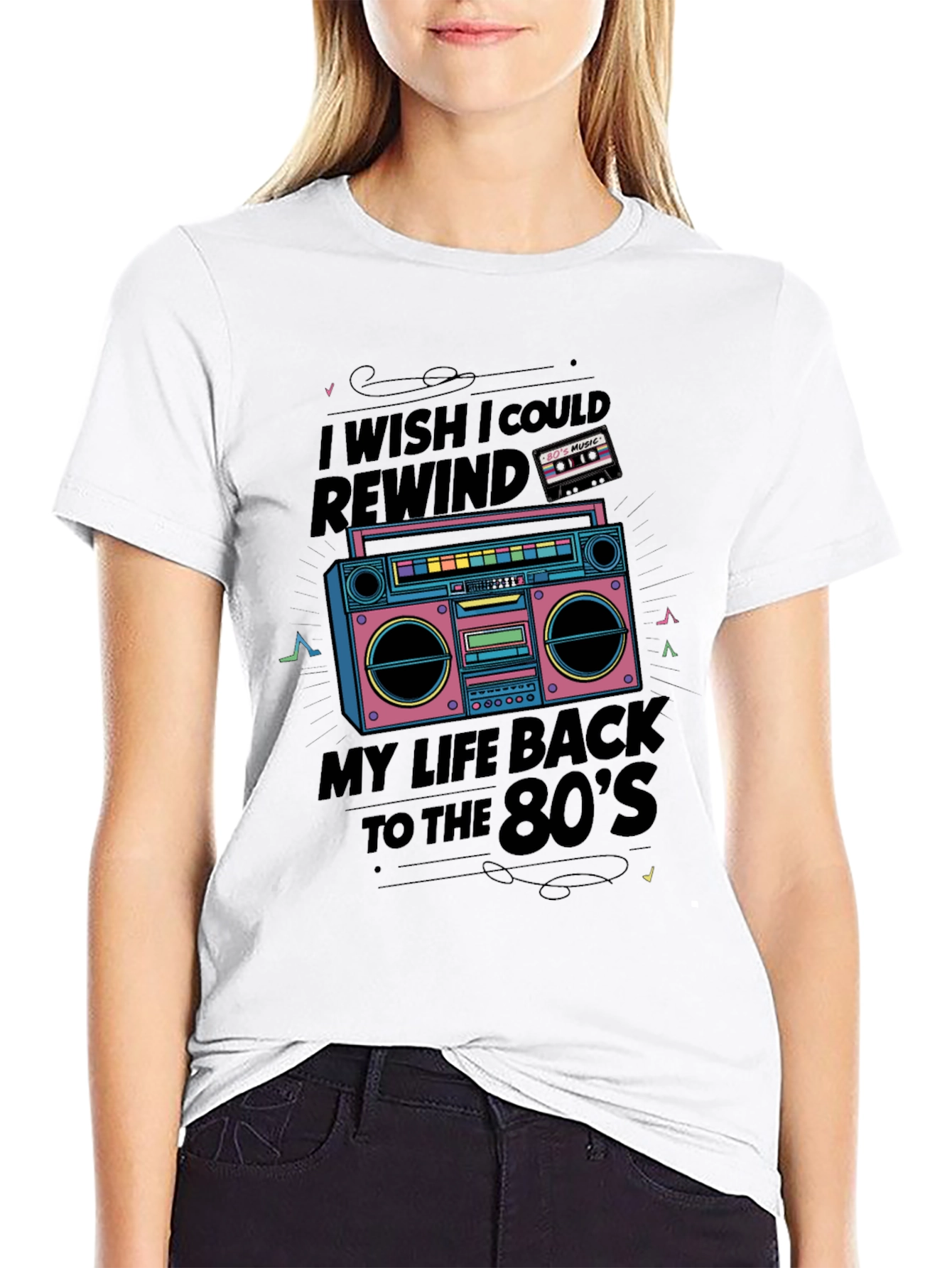Retro 80s Music Boombox Graphic Tee