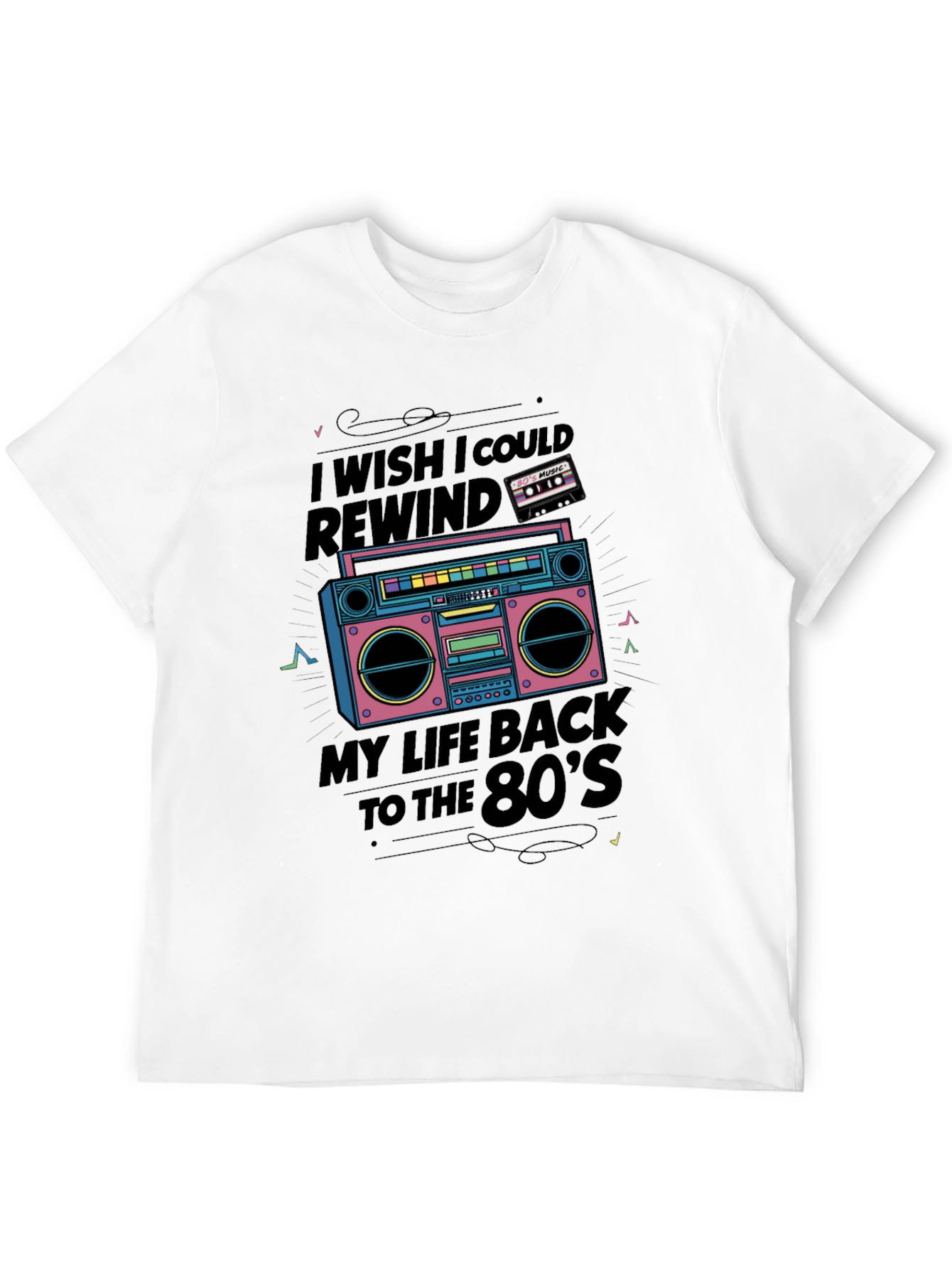 Retro 80s Music Boombox Graphic Tee