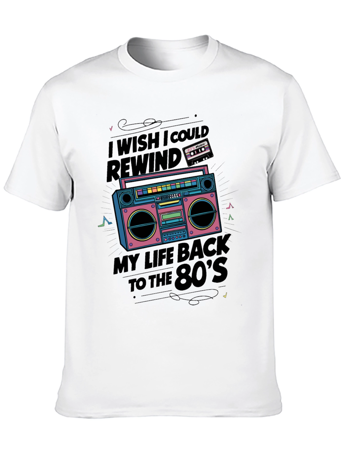 Retro 80s Music Boombox Graphic Tee
