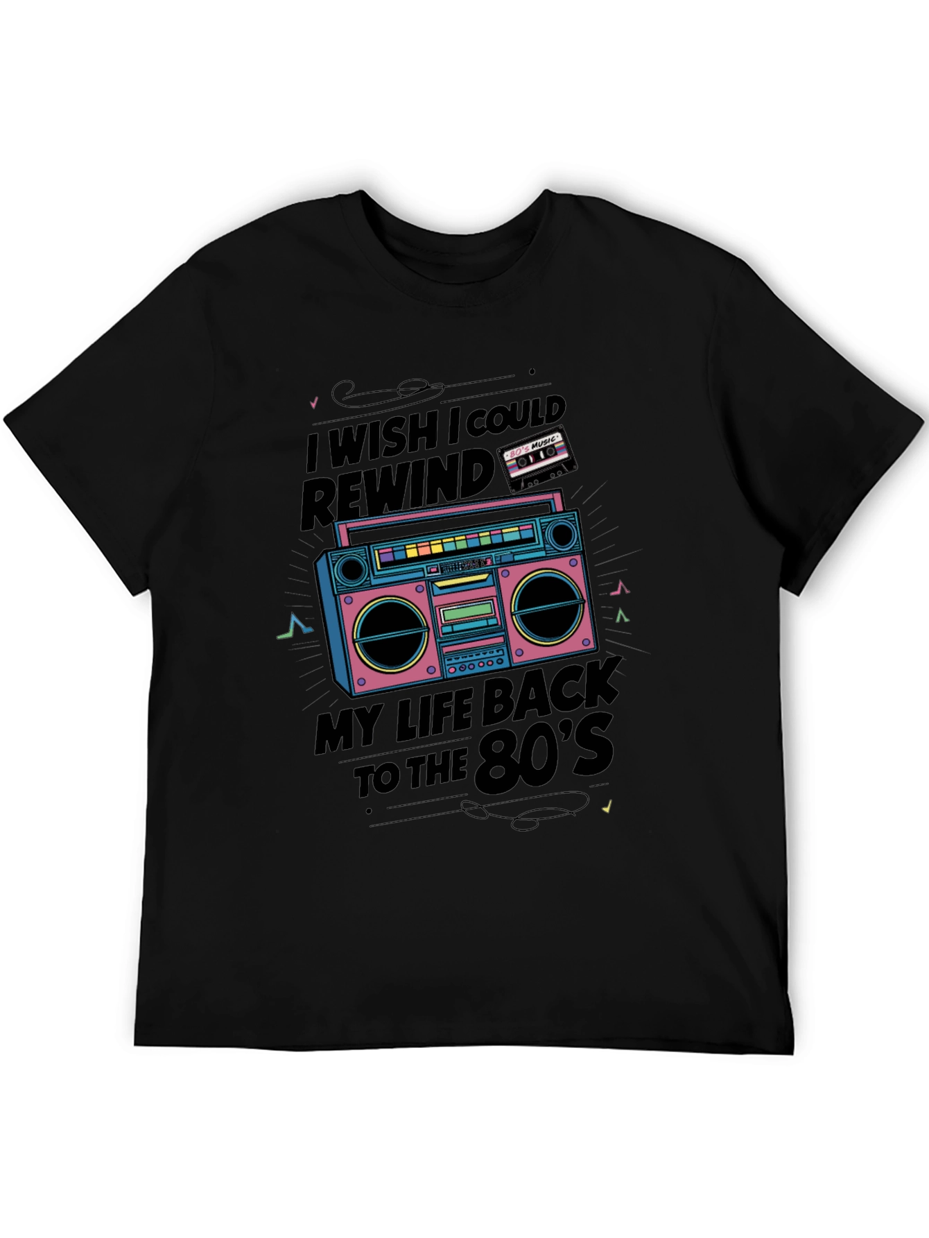 Retro 80s Music Boombox Graphic Tee