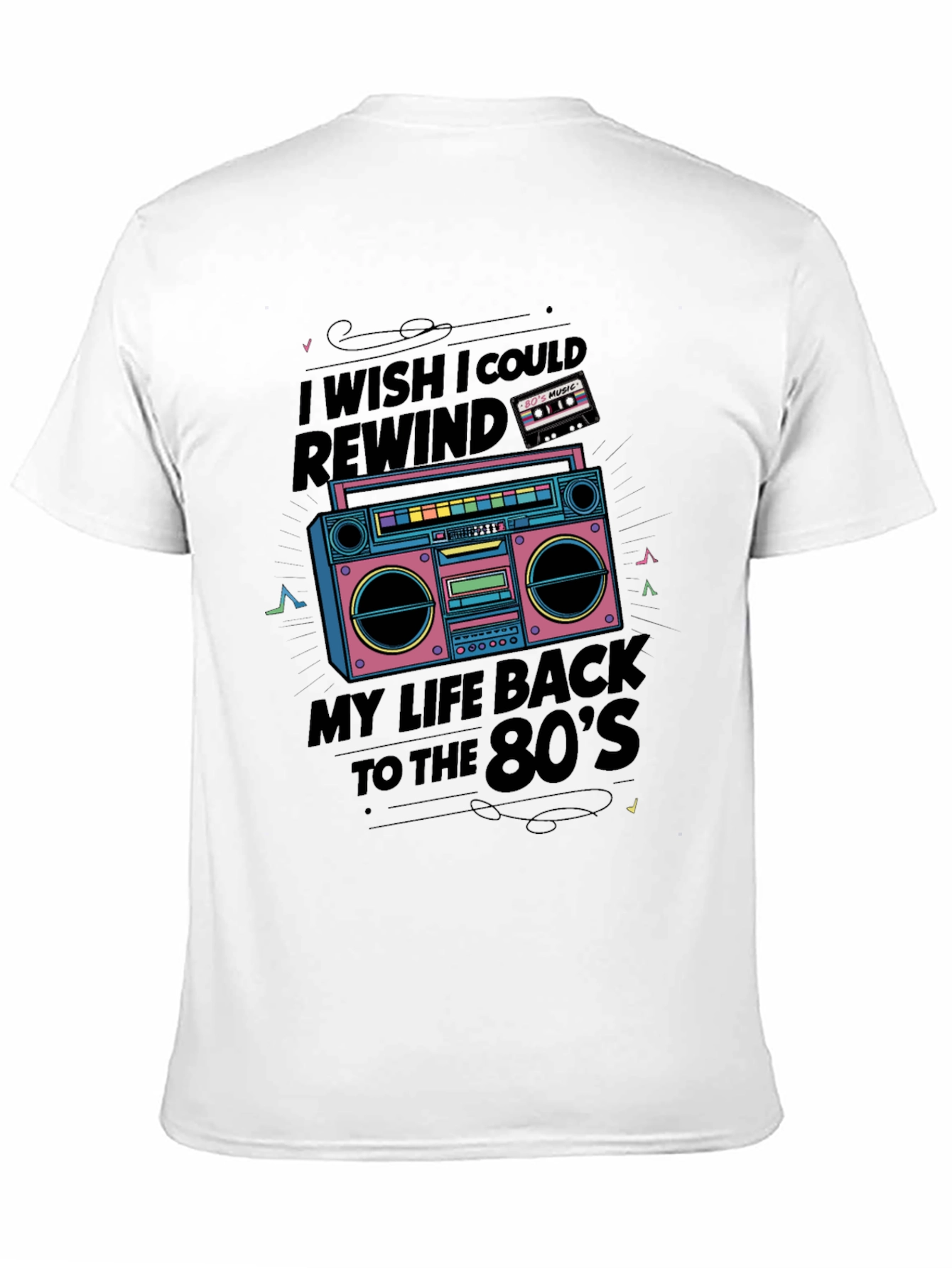 Retro 80s Music Boombox Graphic Tee