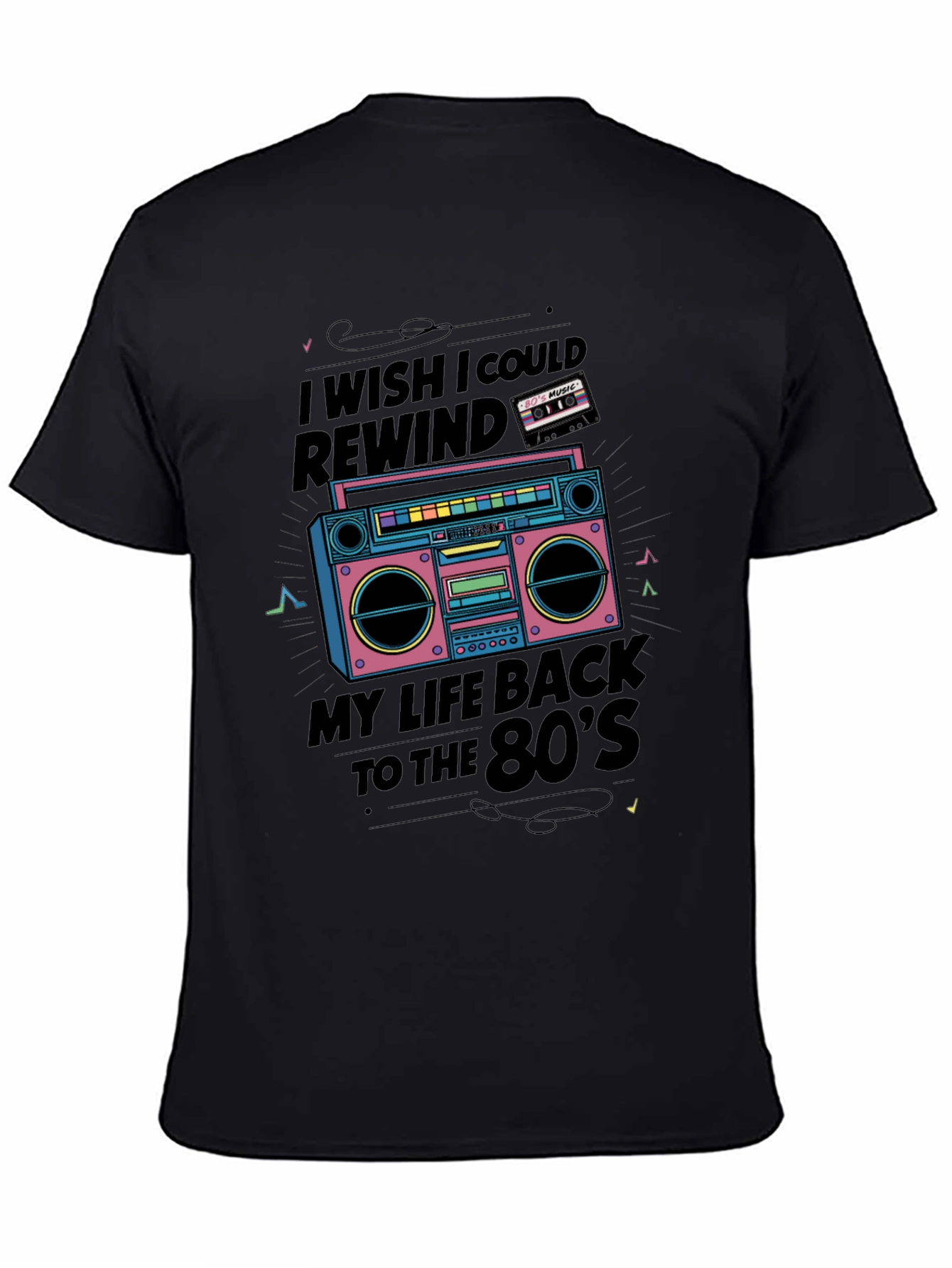 Retro 80s Music Boombox Graphic Tee